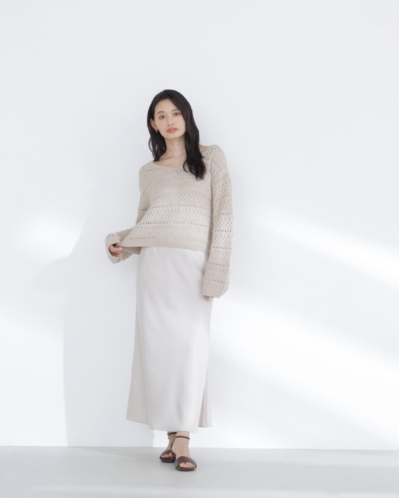 バイアスサテンナロースカート | NATURAL BEAUTY BASIC（ナチュラル