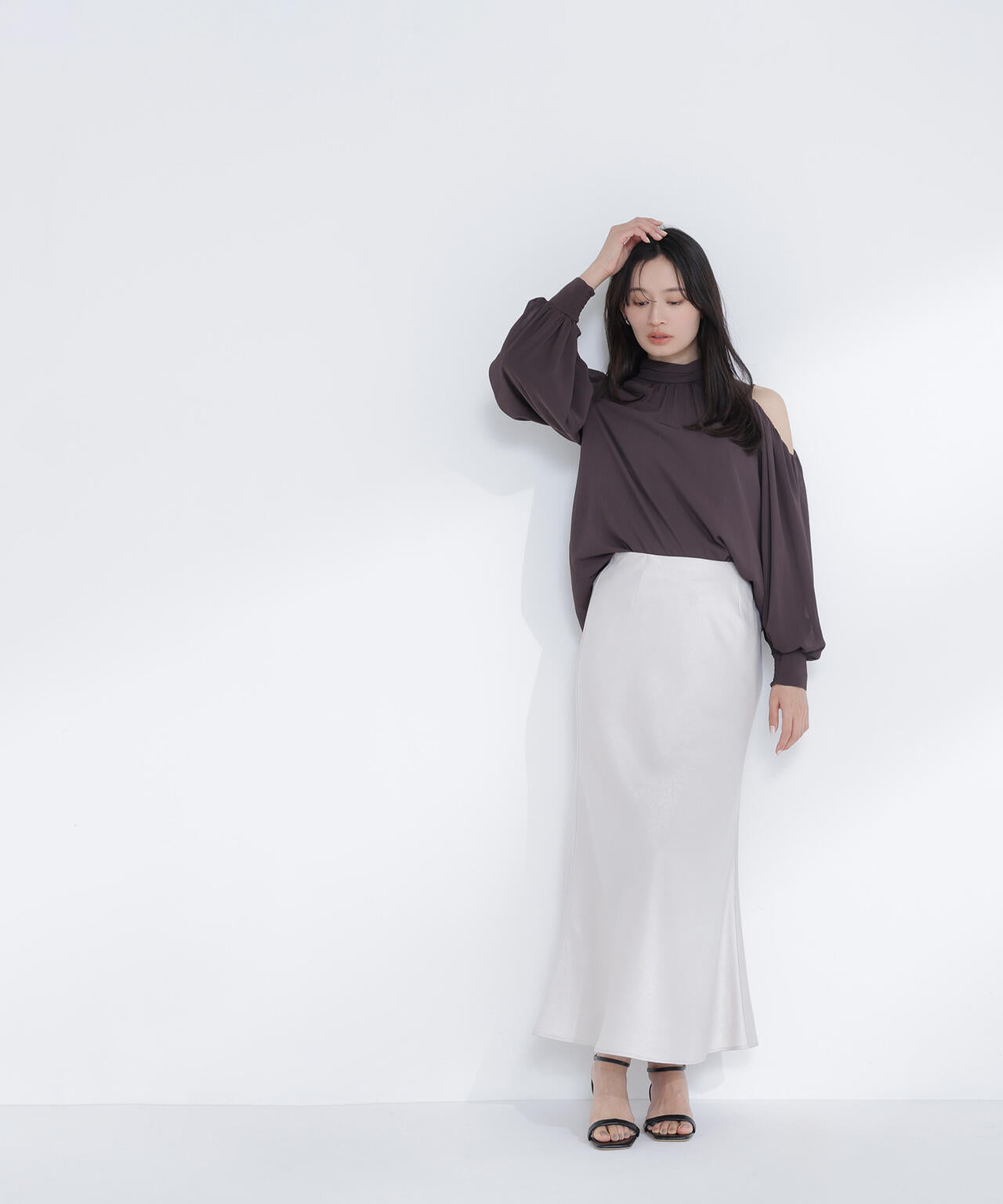 バイアスサテンナロースカート | NATURAL BEAUTY BASIC（ナチュラル