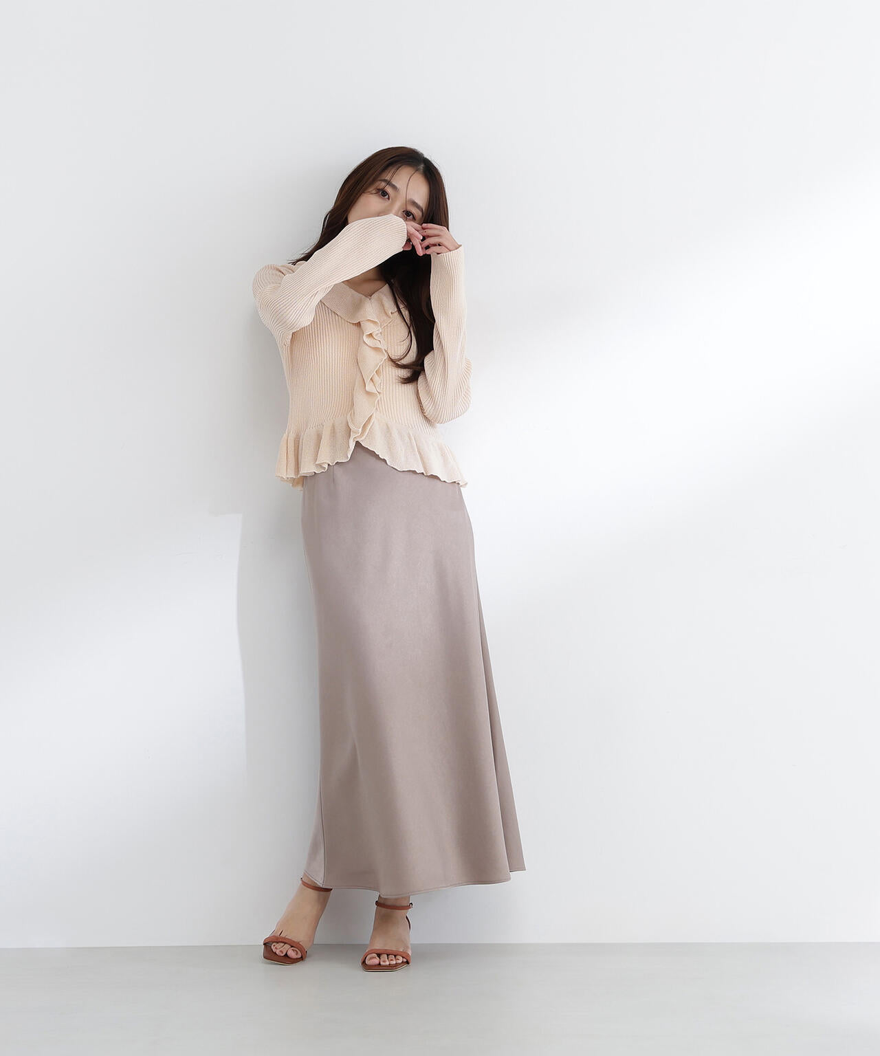 バイアスサテンナロースカート | NATURAL BEAUTY BASIC（ナチュラル