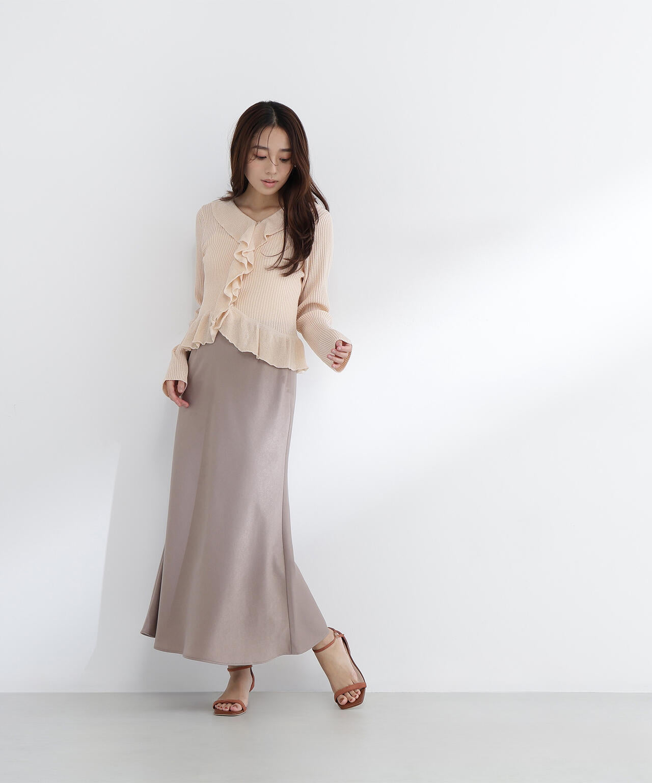 バイアスサテンナロースカート | NATURAL BEAUTY BASIC（ナチュラル