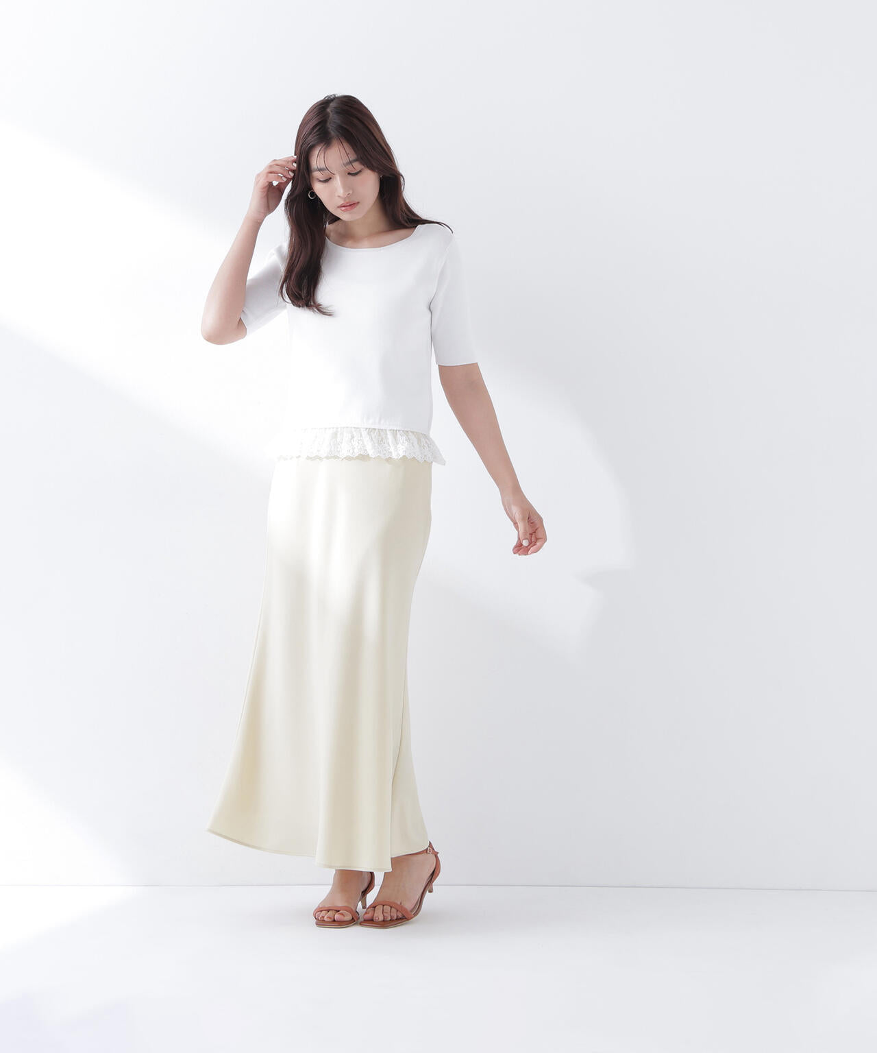 バイアスサテンナロースカート | NATURAL BEAUTY BASIC（ナチュラル