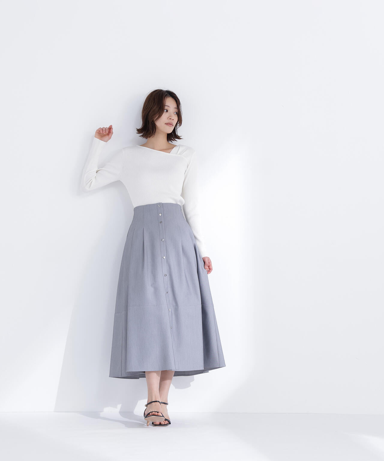 フロントボタンフレアスカート | NATURAL BEAUTY BASIC（ナチュラル