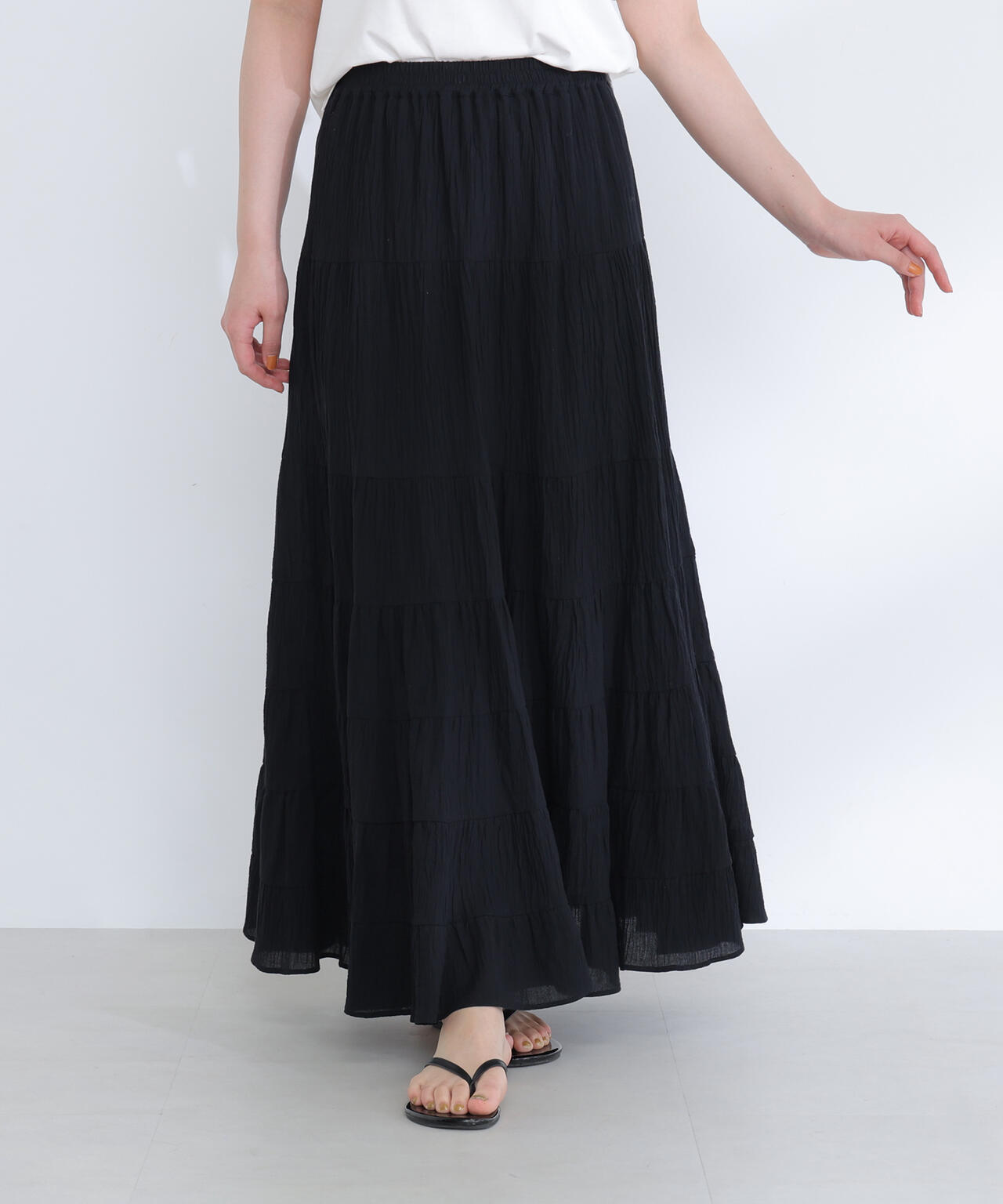 楊柳ティアードロングスカート