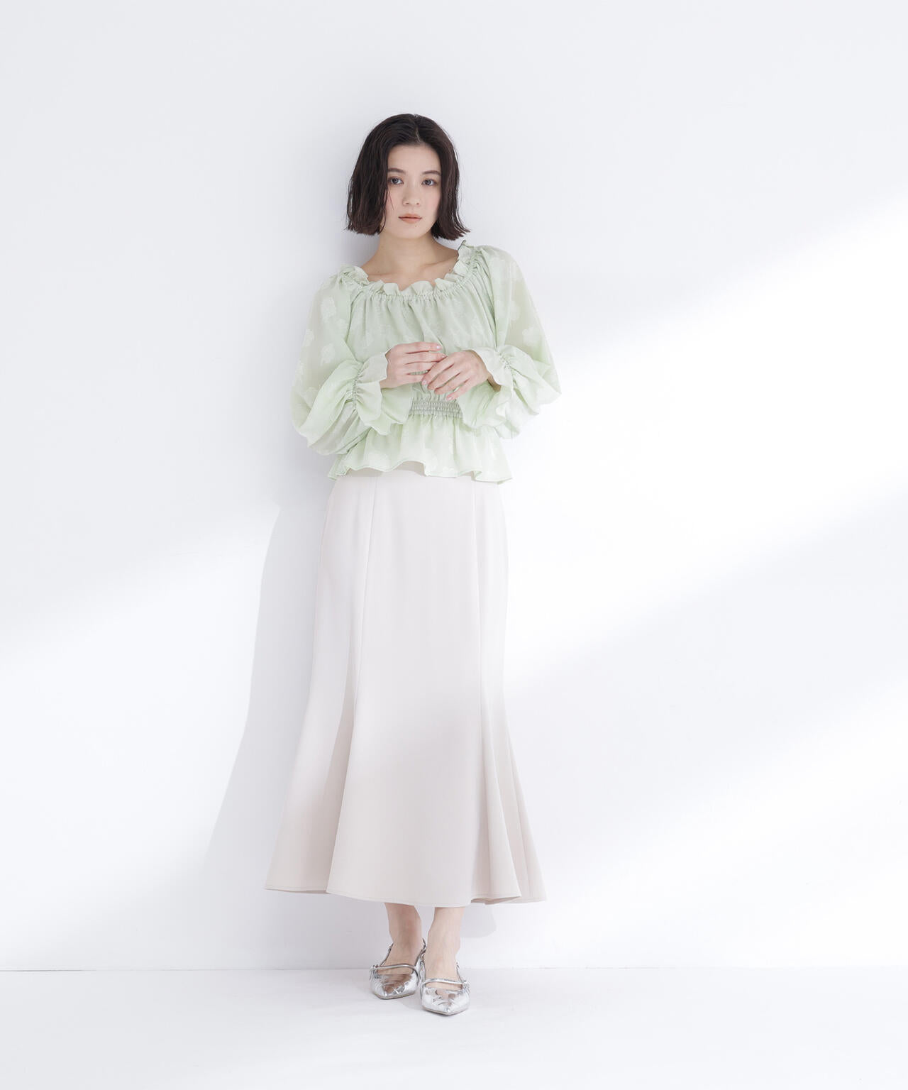 新品 フレアマーメイドスカート natural beauty basic 試着のみ ヘム切替マーメイドスカート | NATURAL BEAUTY BASIC（ナチュラル
