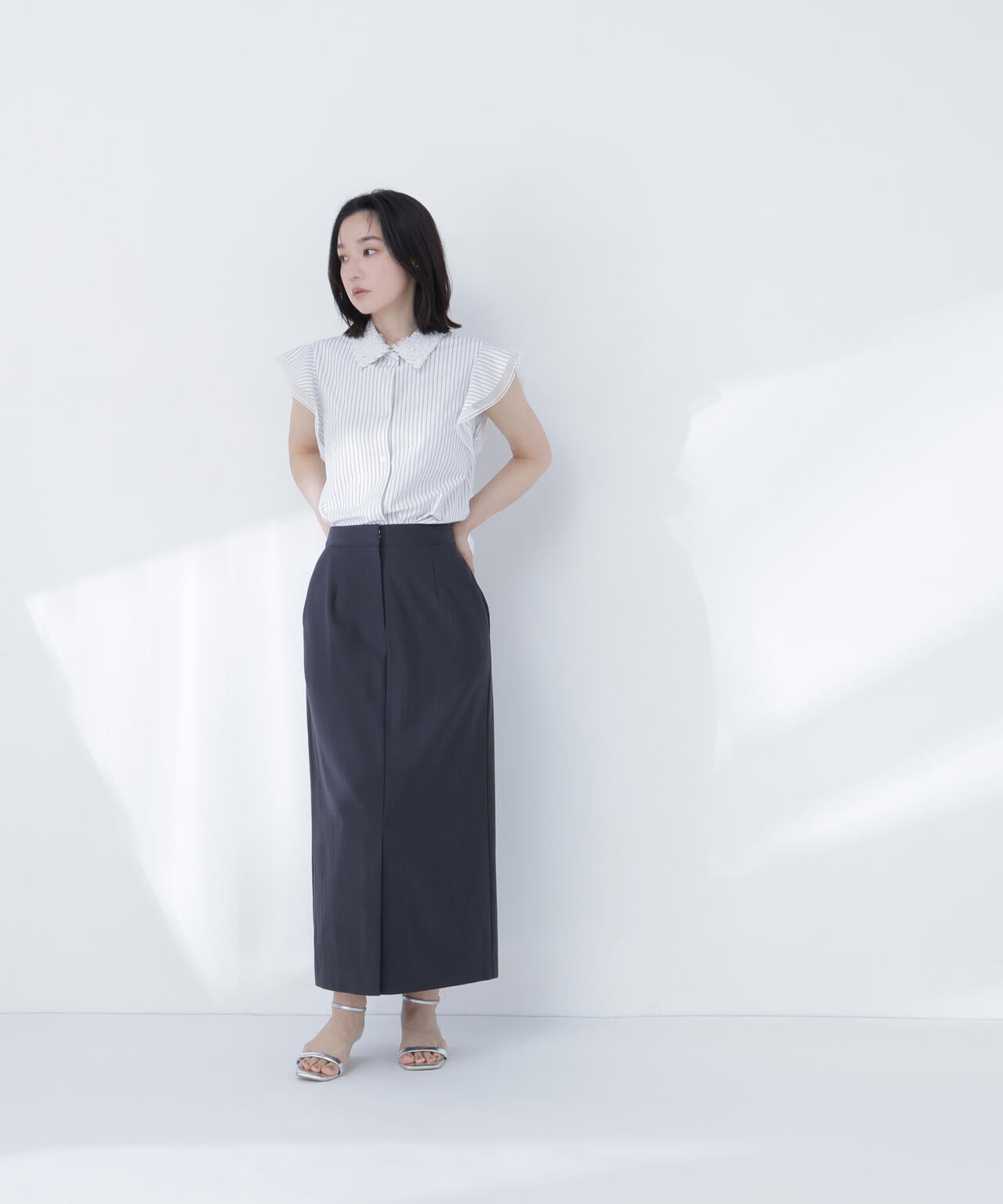 リネンブレンドナロースカート | NATURAL BEAUTY BASIC（ナチュラル