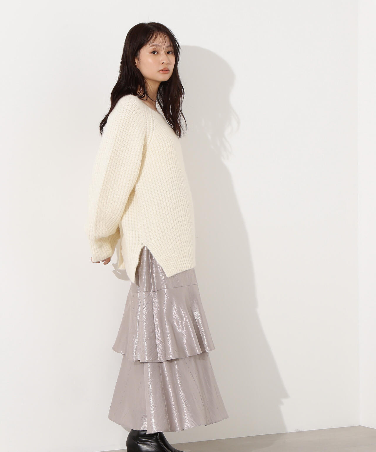 シャイニーティアードスカート