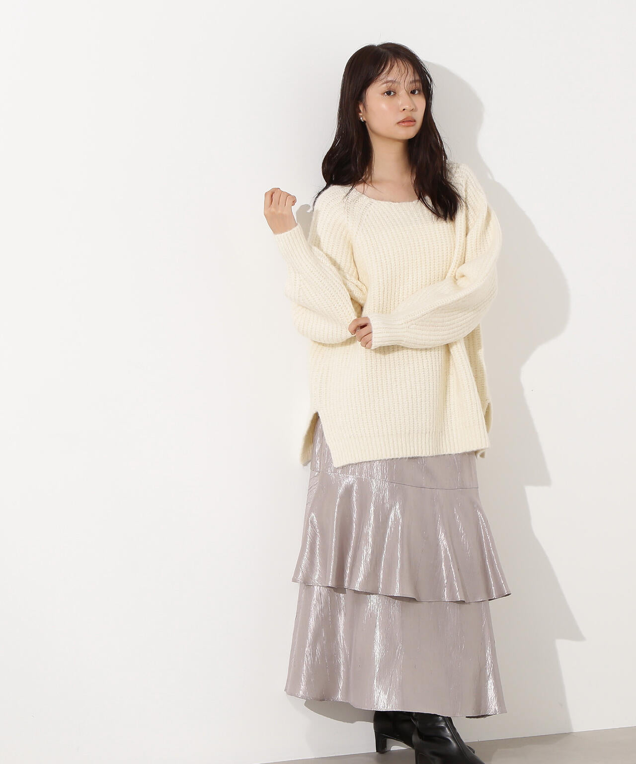 シャイニーティアードスカート