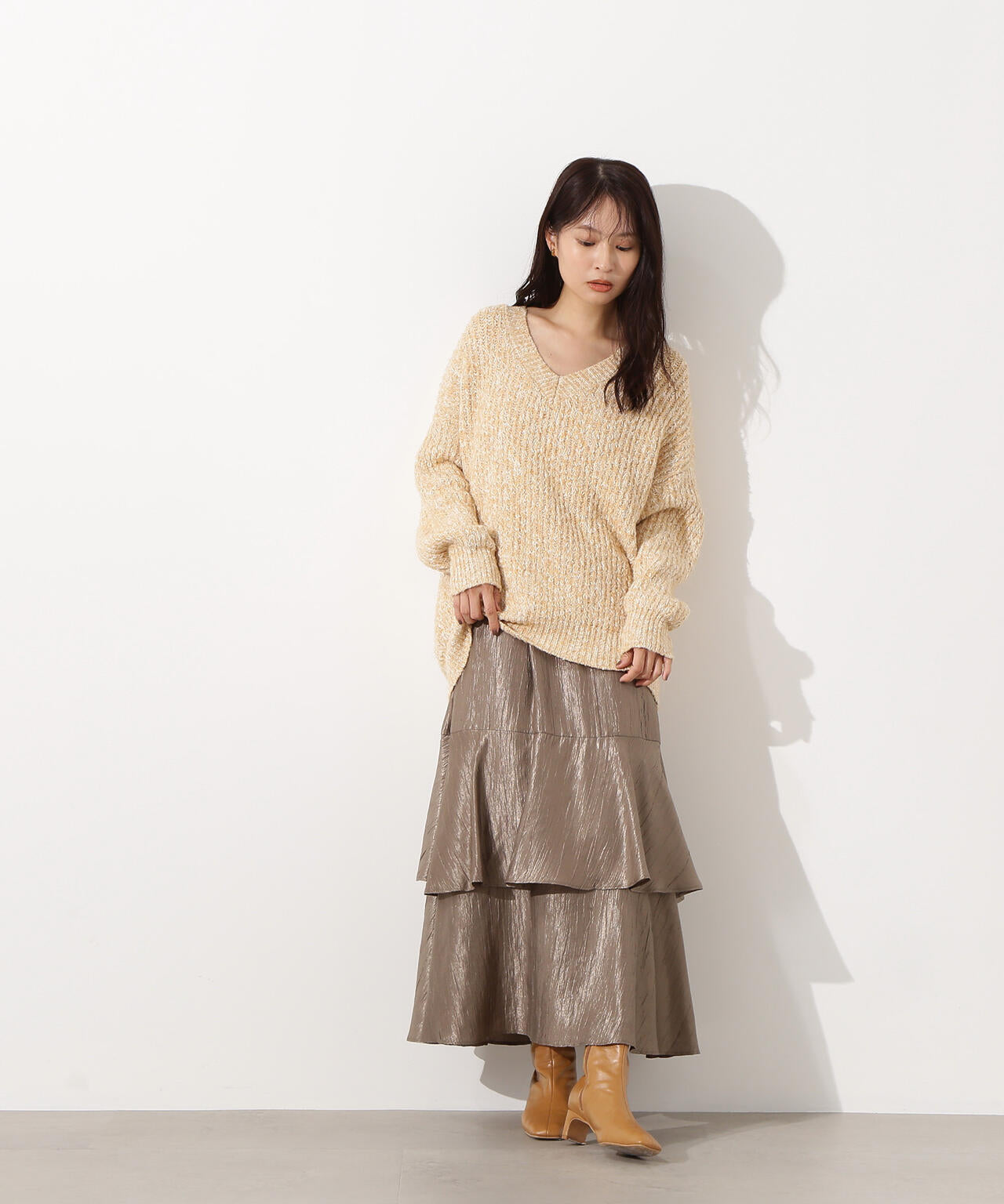 シャイニーティアードスカート