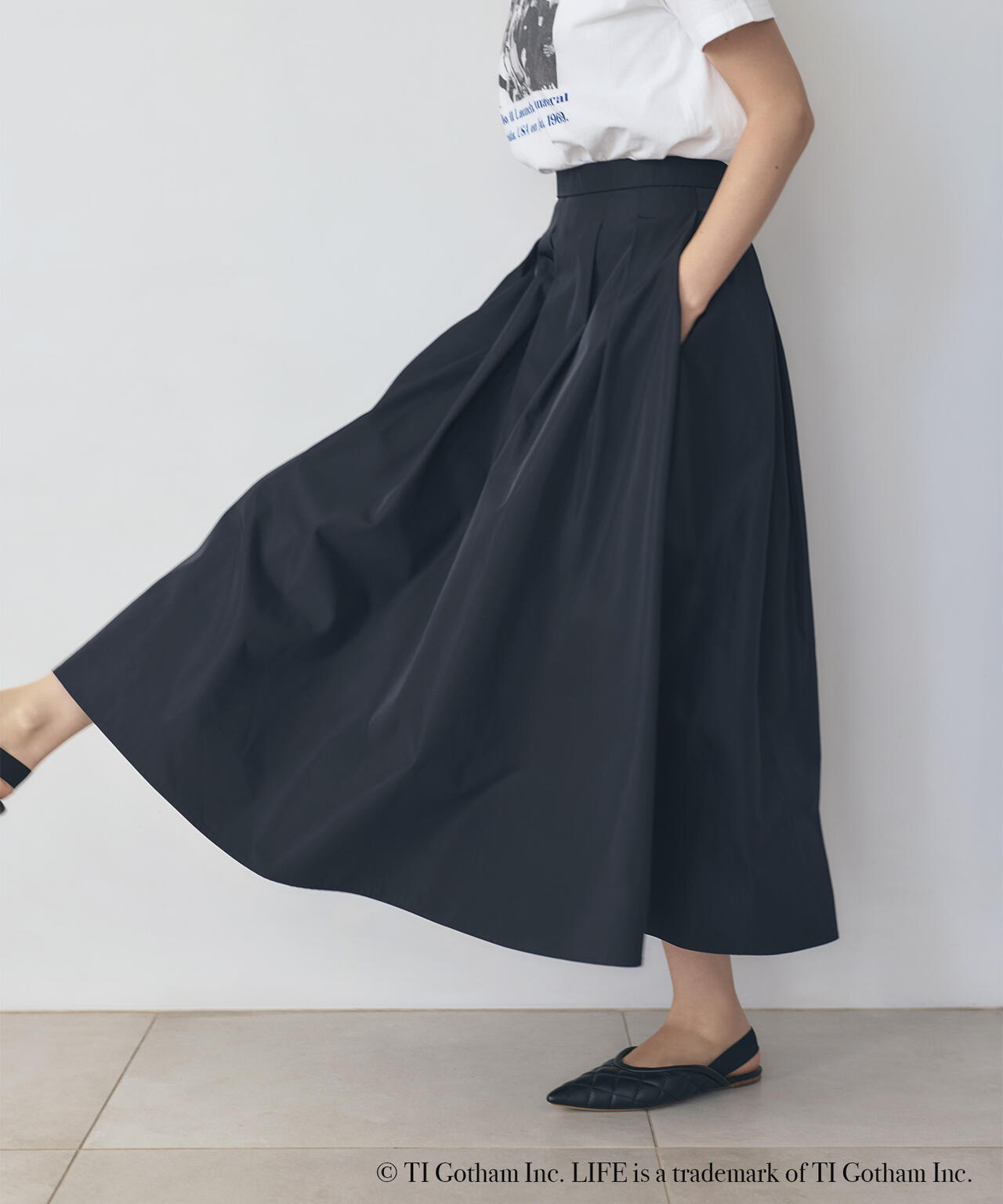 【365ユーティリティー】タフタタックミディスカート