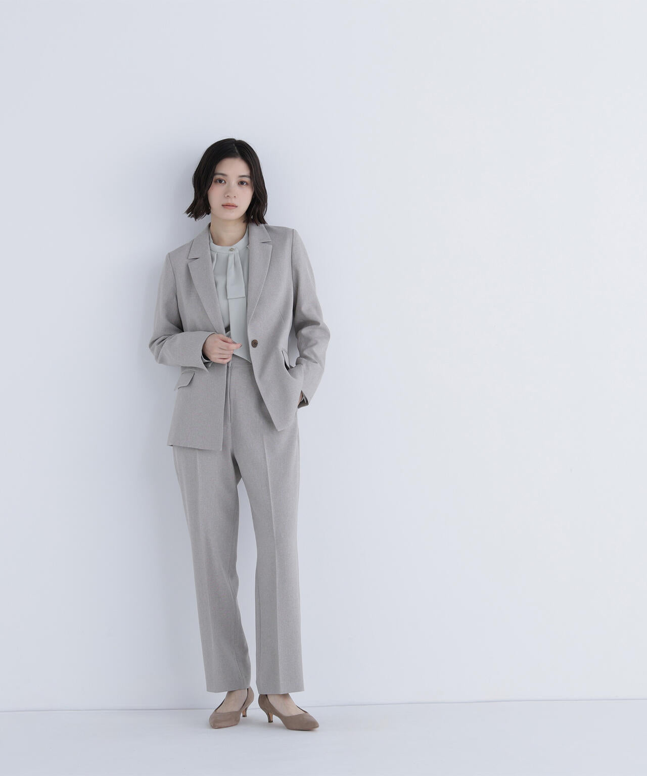 メランジシャークスキン SETUP ストレートパンツ | NATURAL BEAUTY