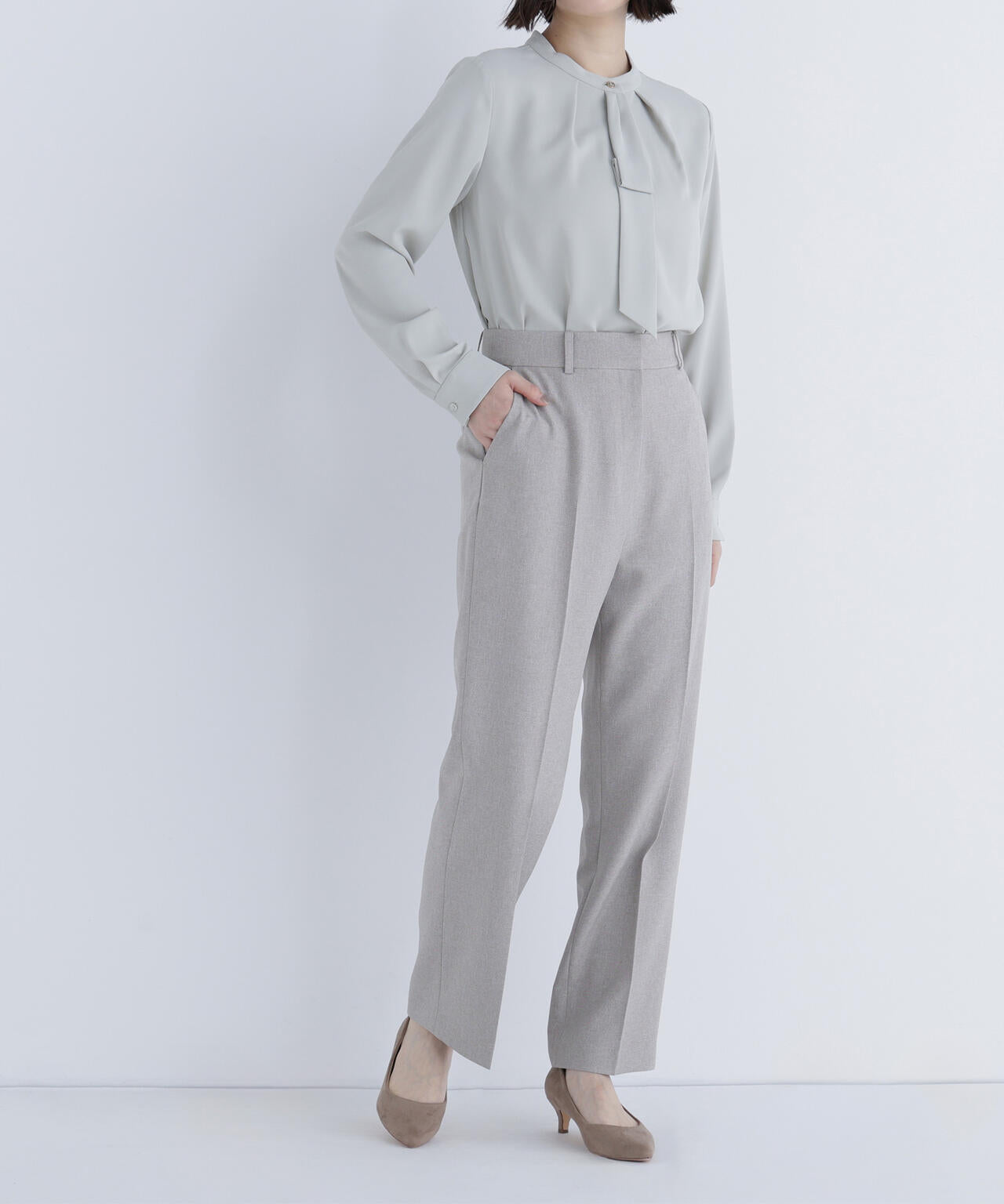 メランジシャークスキン SETUP ストレートパンツ | NATURAL BEAUTY