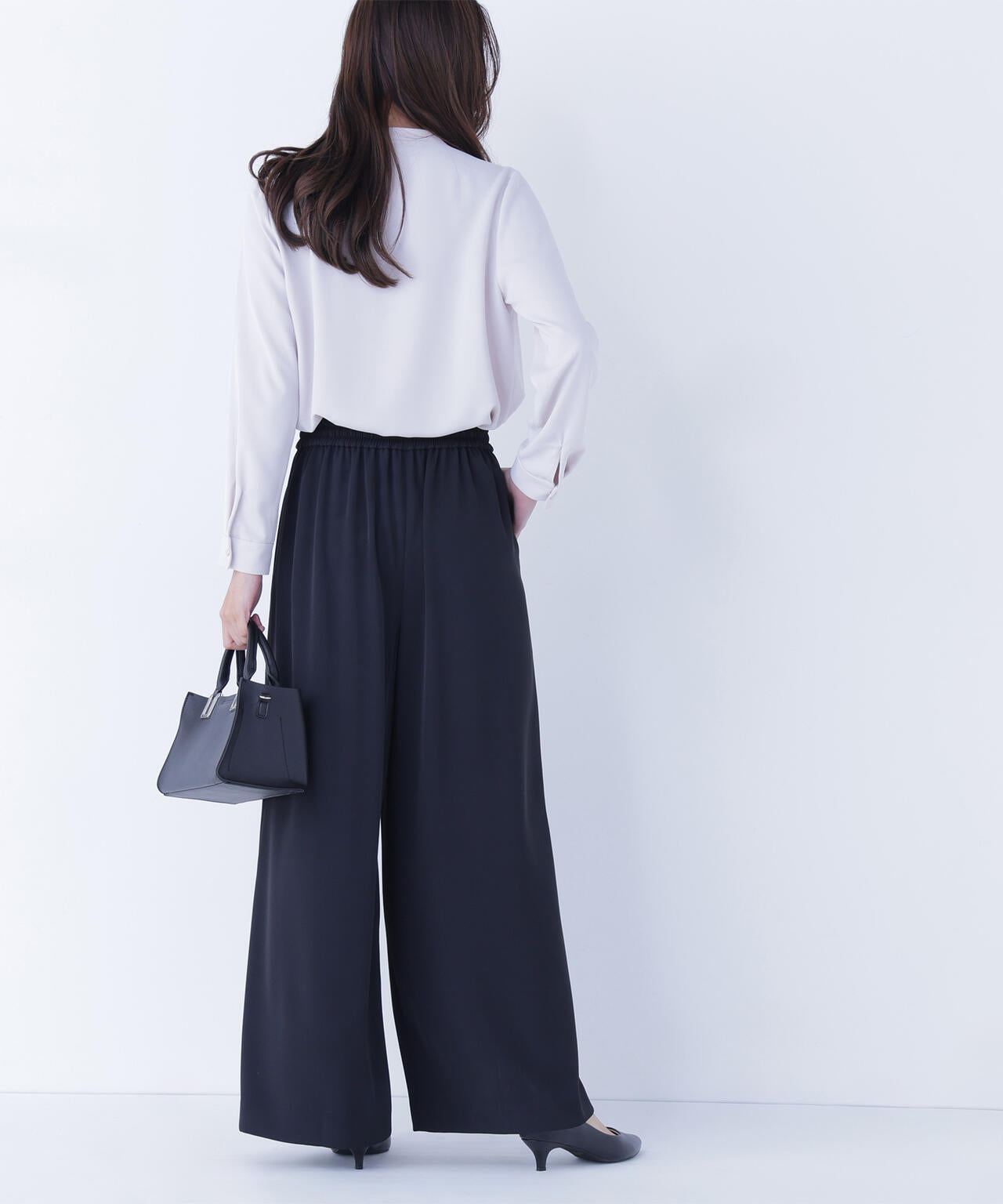 ナローリボンイージーワイドパンツ