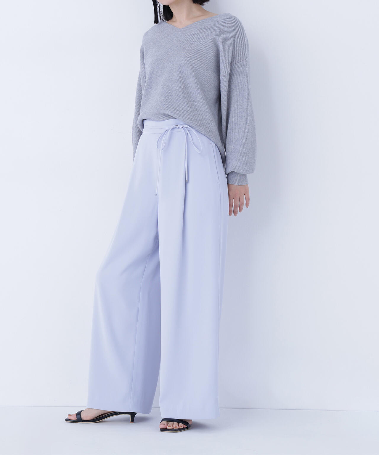 ナローリボンイージーワイドパンツ