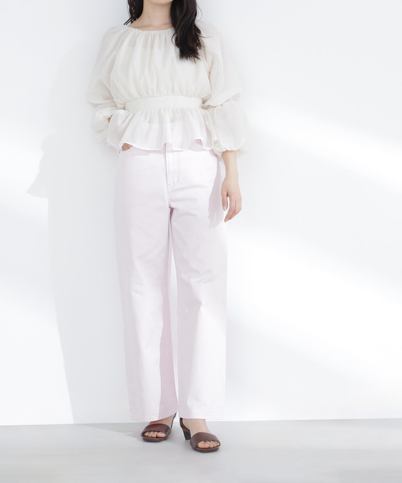 ワイドストレートデニムパンツ