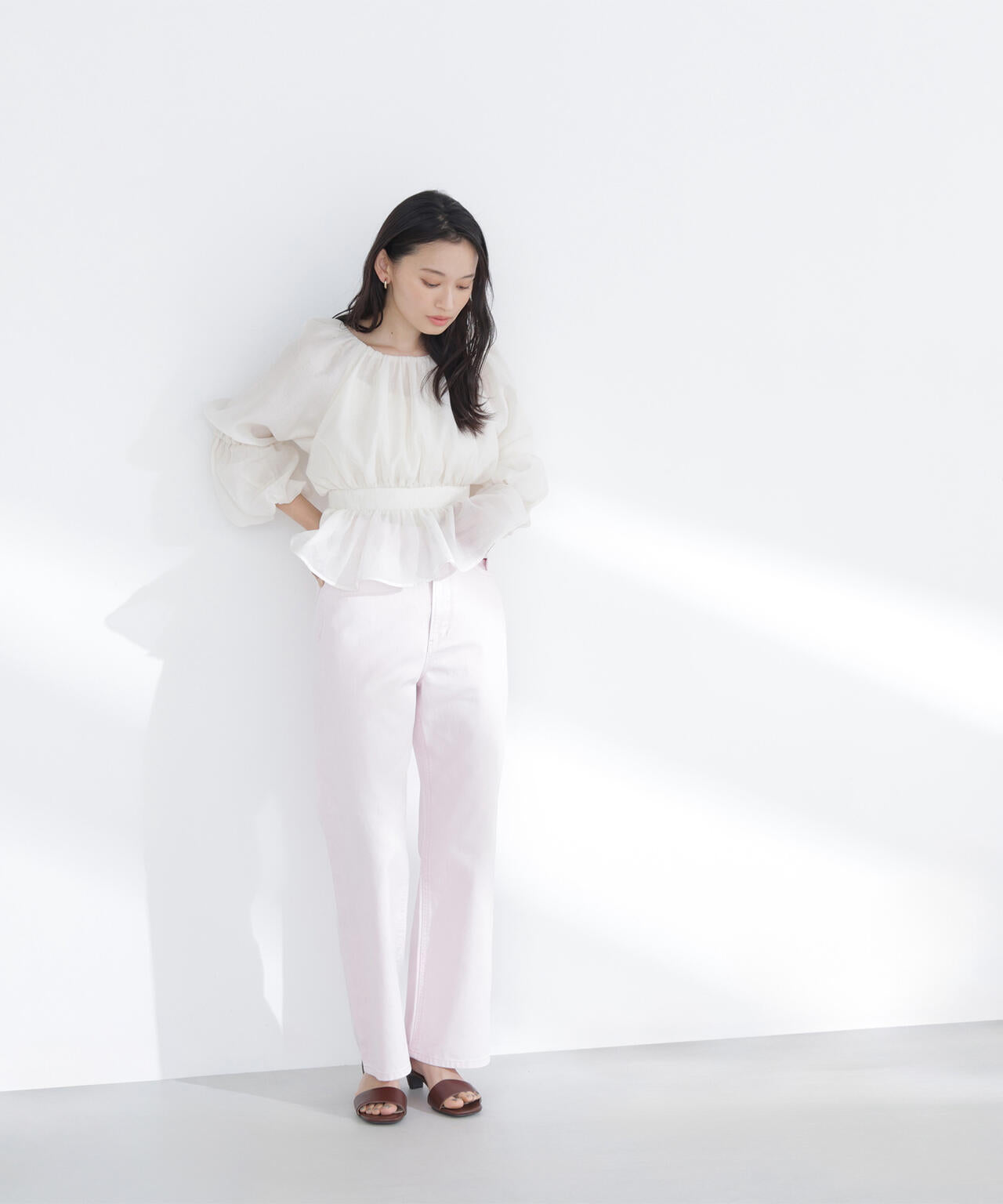 ワイドストレートデニムパンツ