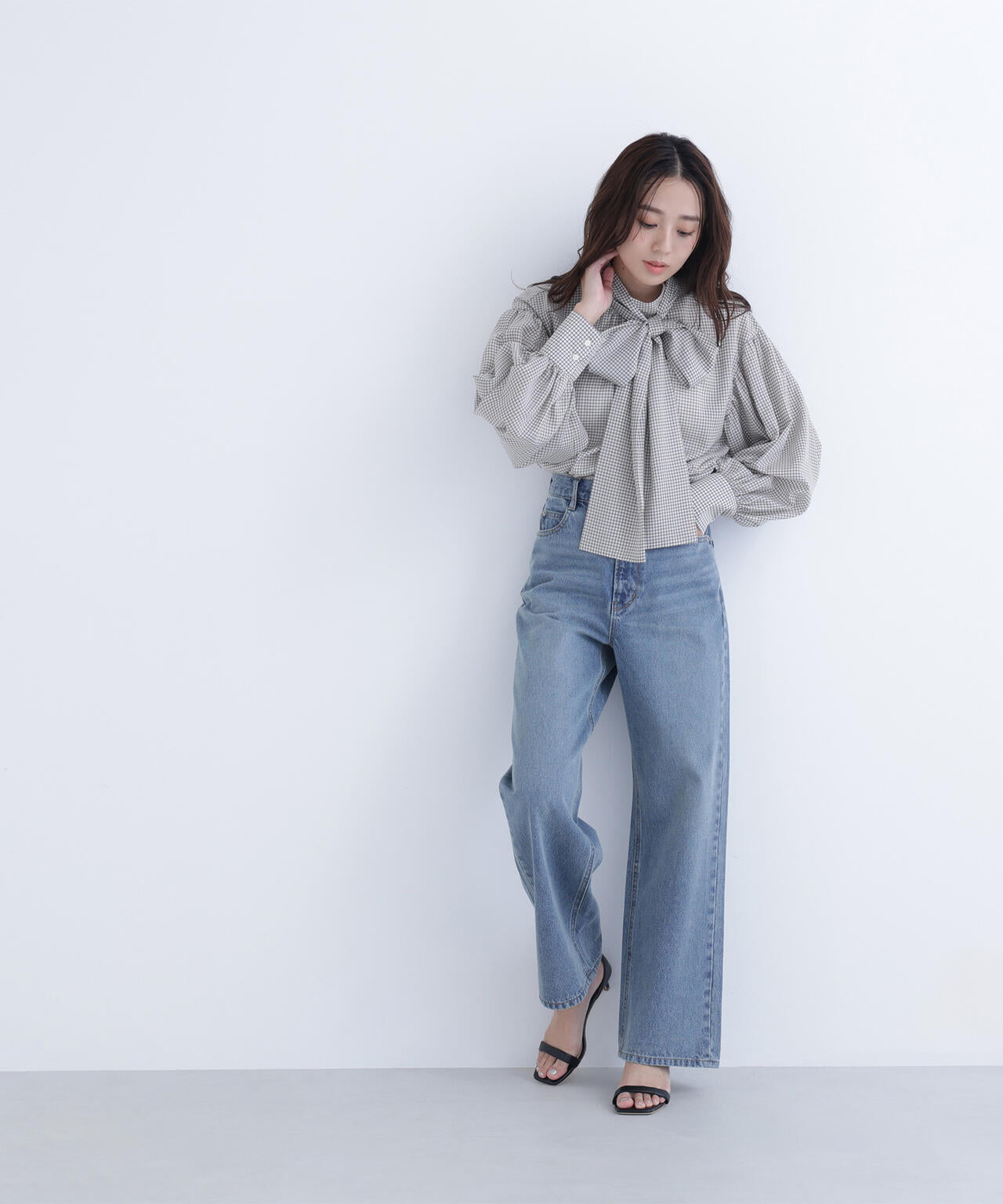 ワイドストレートデニムパンツ