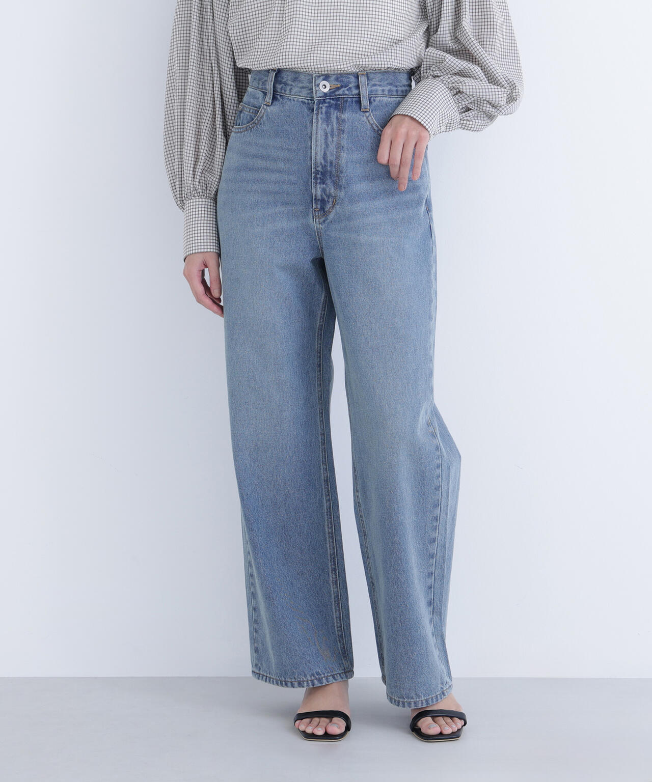 ワイドストレートデニムパンツ