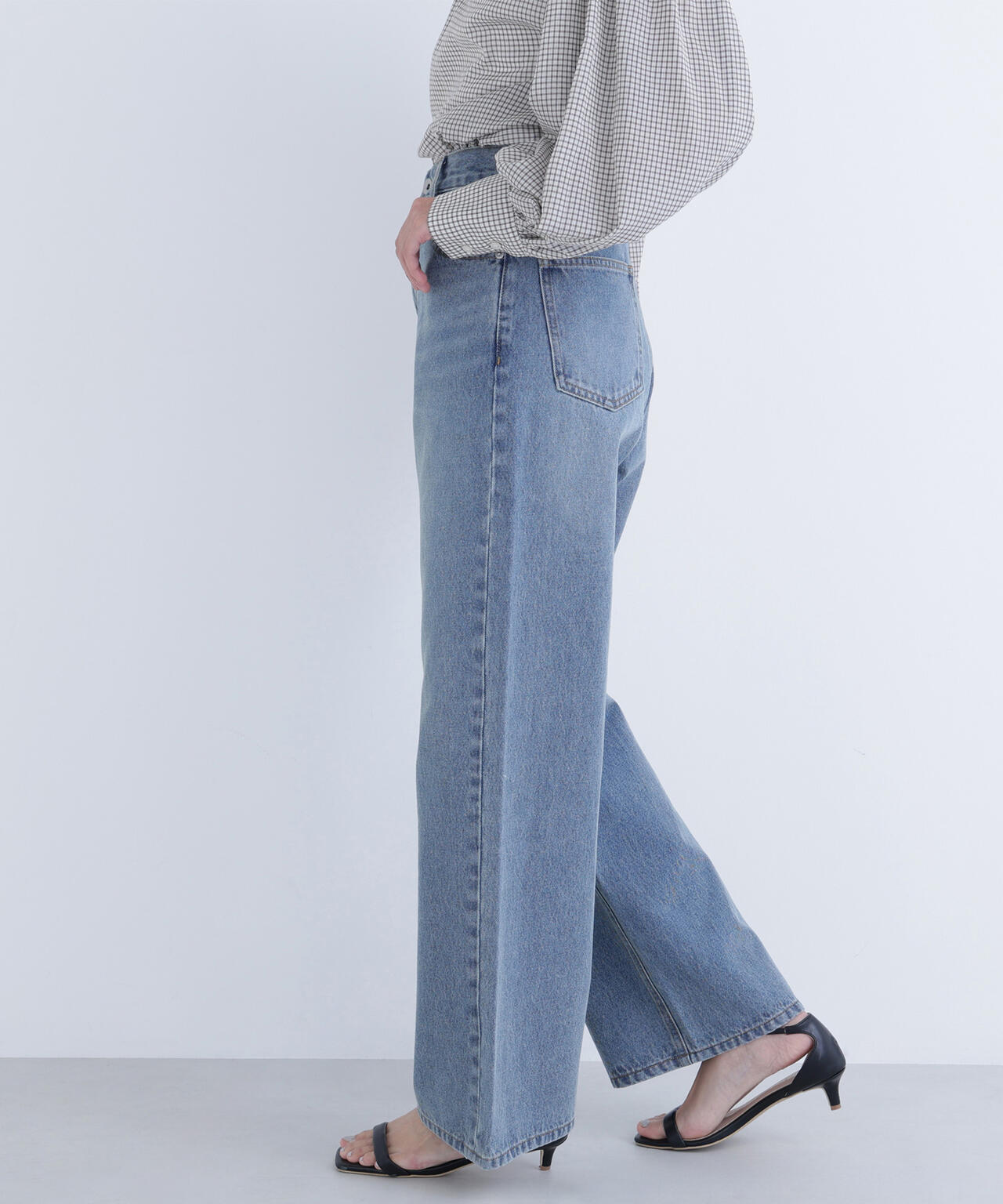 ワイドストレートデニムパンツ