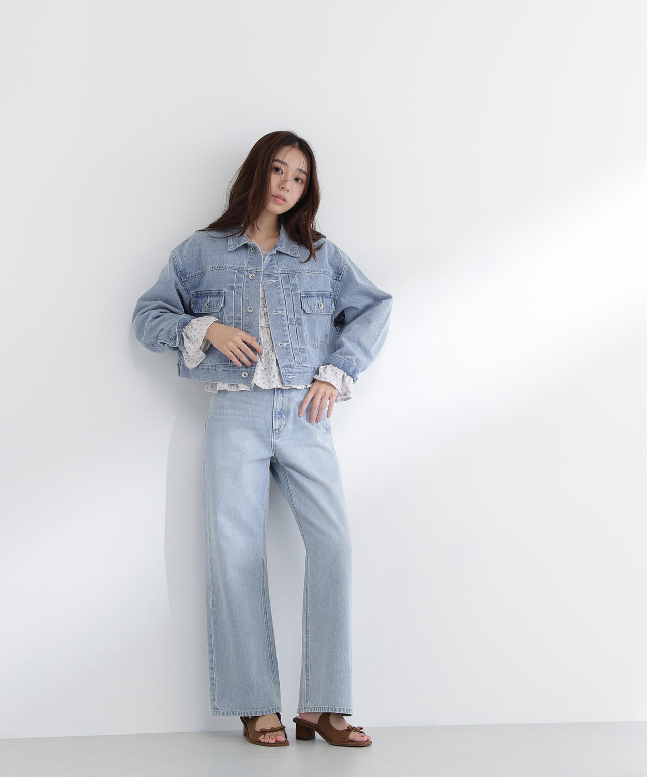 ワイドストレートデニムパンツ