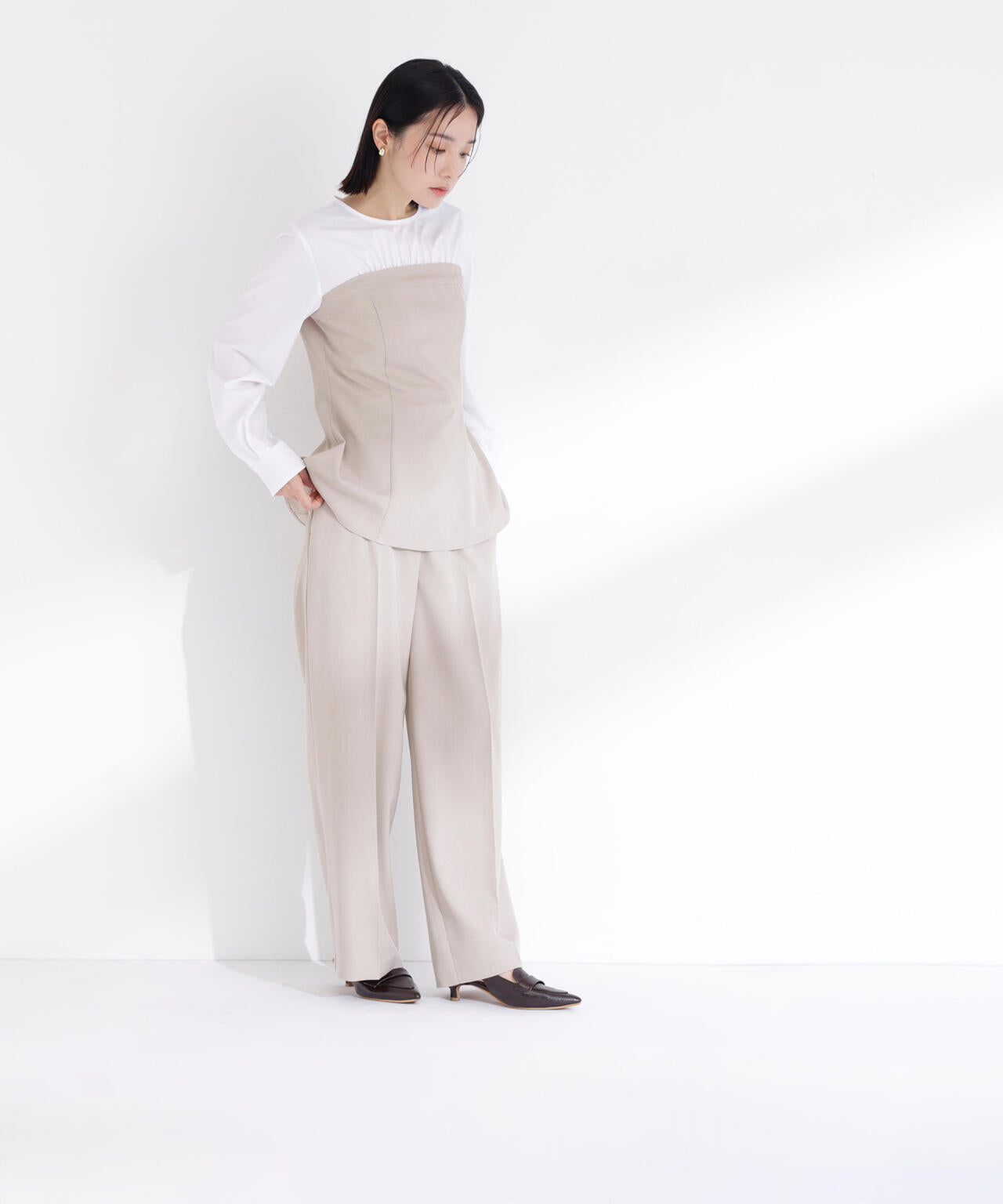 ナチュラルビューティーベーシック　ジャケット　パンツ　ブラウス　3点セット AOYAMA 【洋服の青山】ジャケット + ブラウス + パンツ 3点set スーツ