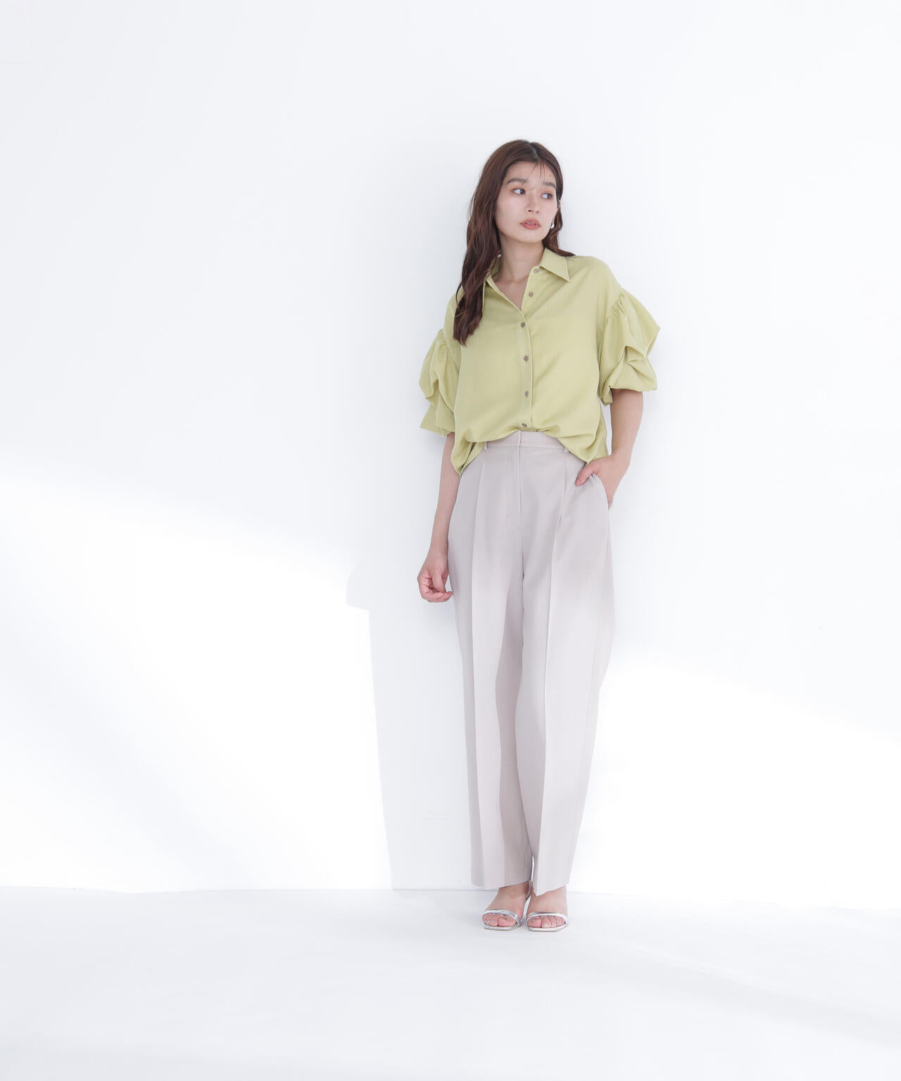 リネンライク SETUP タックワイドパンツ | NATURAL BEAUTY BASIC
