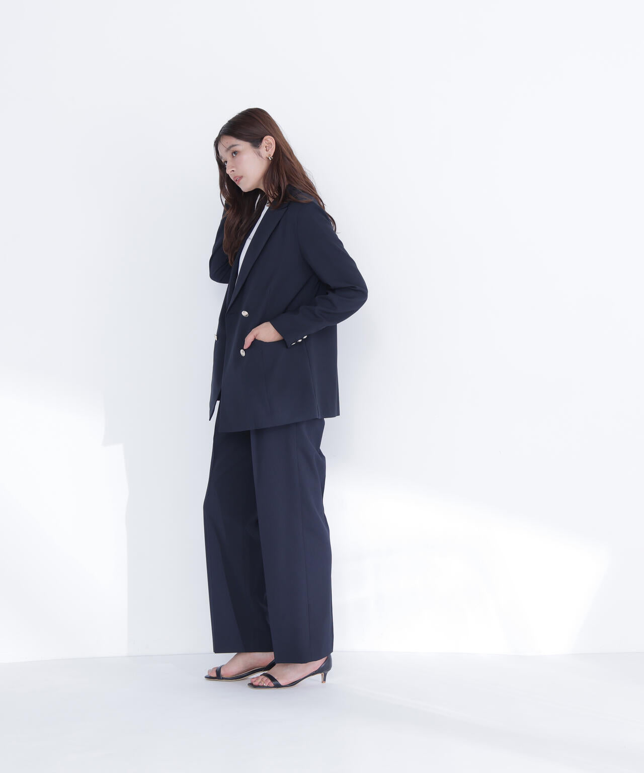 リネンライク SETUP タックワイドパンツ | NATURAL BEAUTY BASIC