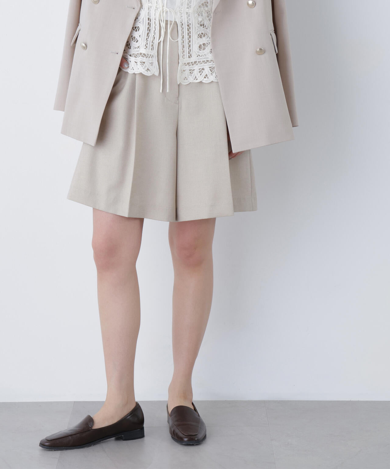 新品未使用 anuans キュロット MEDIUM ベージュ レディース タックキュロットパンツ | N. Natural Beauty Basic*（エヌ ナチュラル
