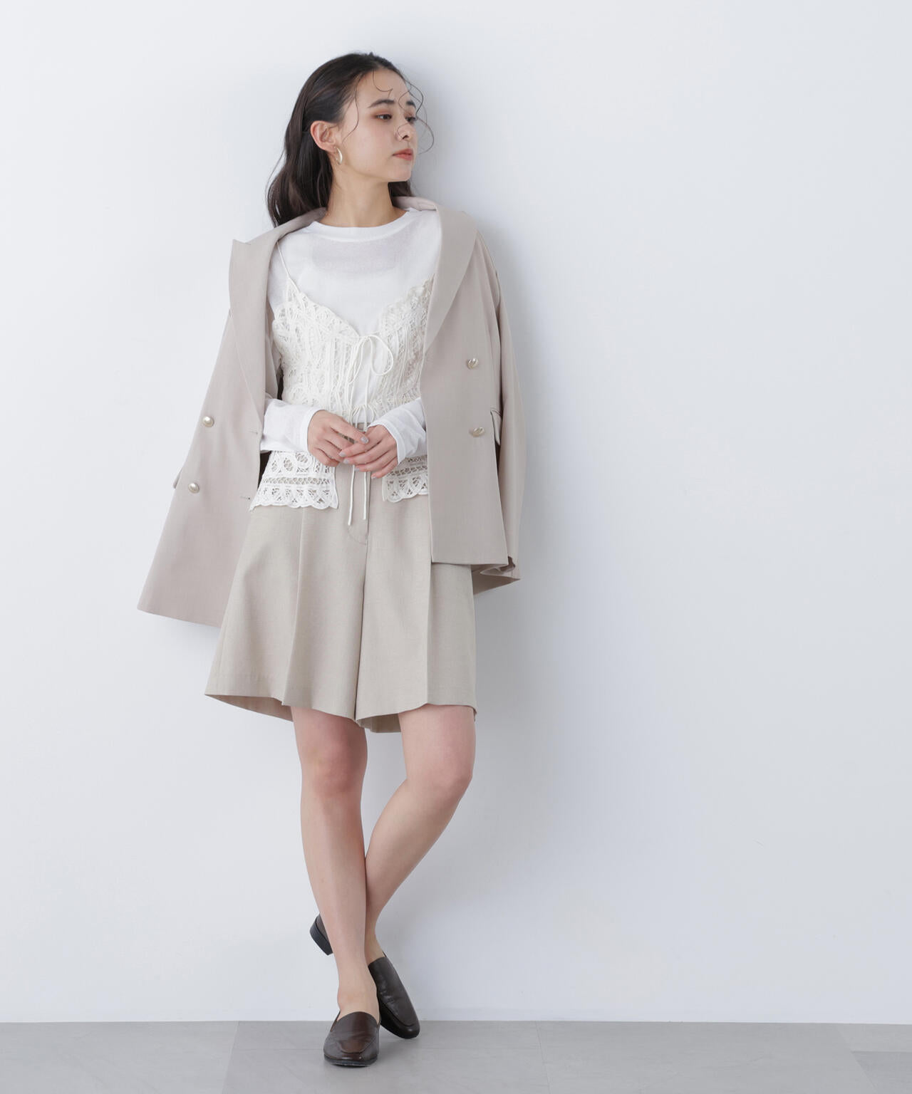 タックキュロットパンツ