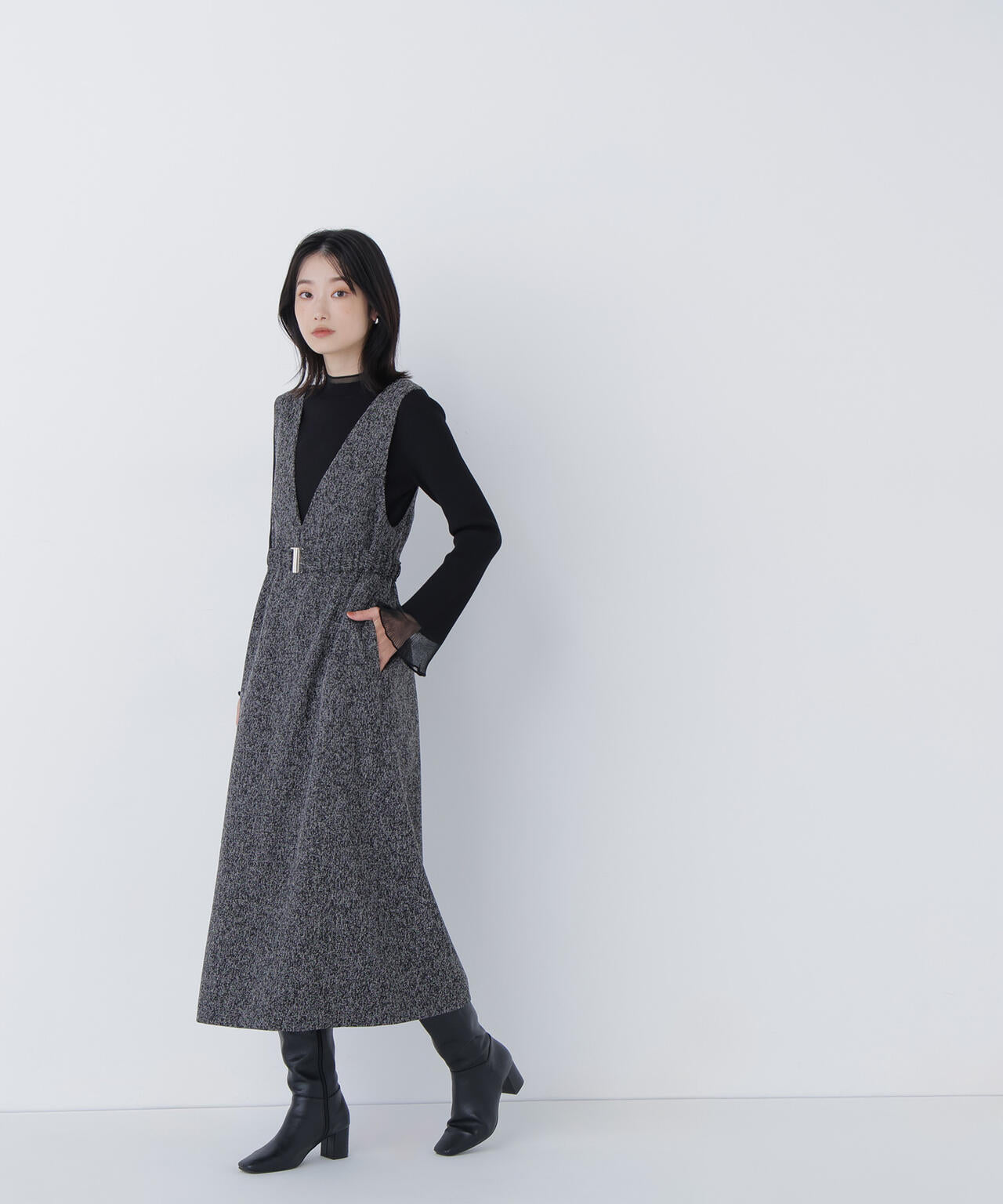 ベルト付Vネックジャンスカ | NATURAL BEAUTY BASIC（ナチュラル