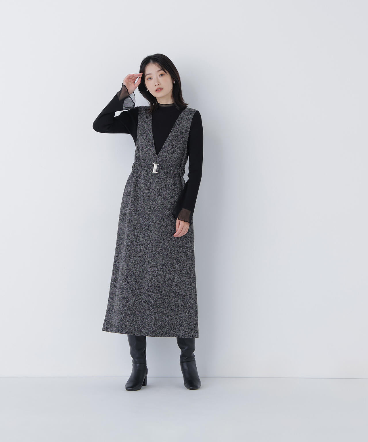 ベルト付Vネックジャンスカ