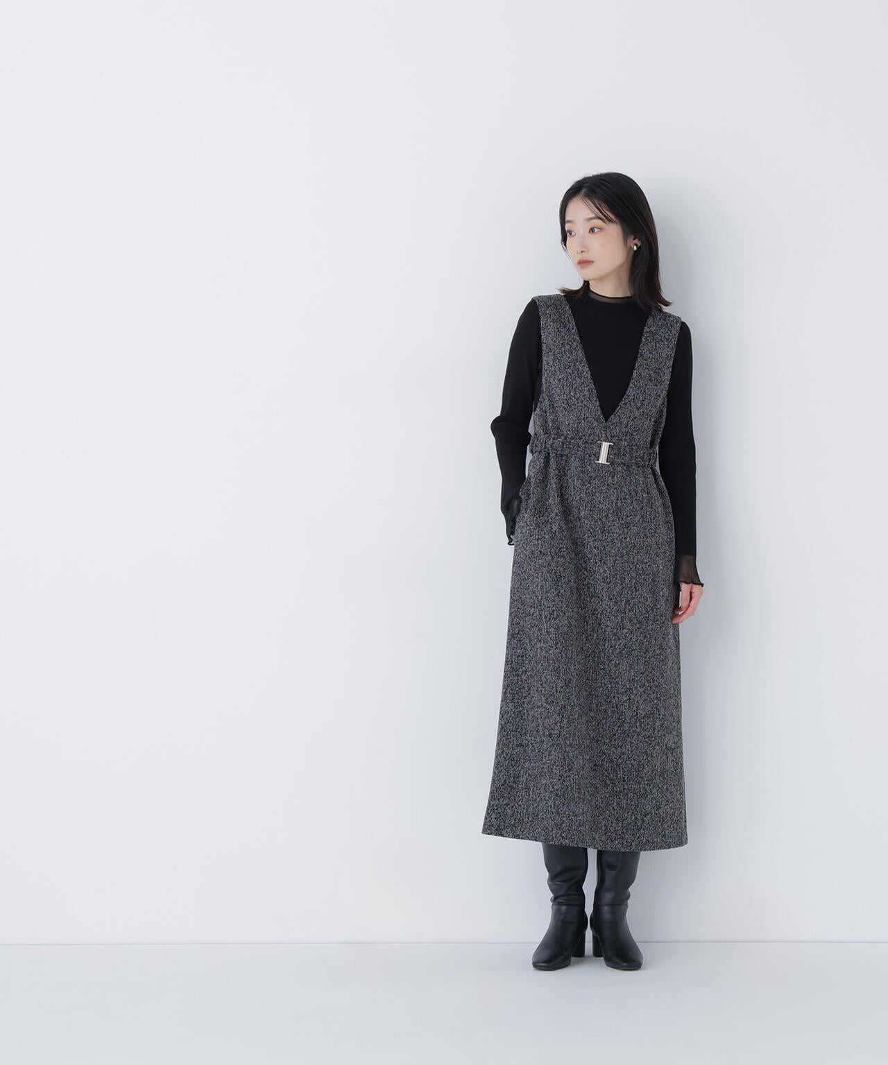 ベルト付Vネックジャンスカ | NATURAL BEAUTY BASIC（ナチュラル