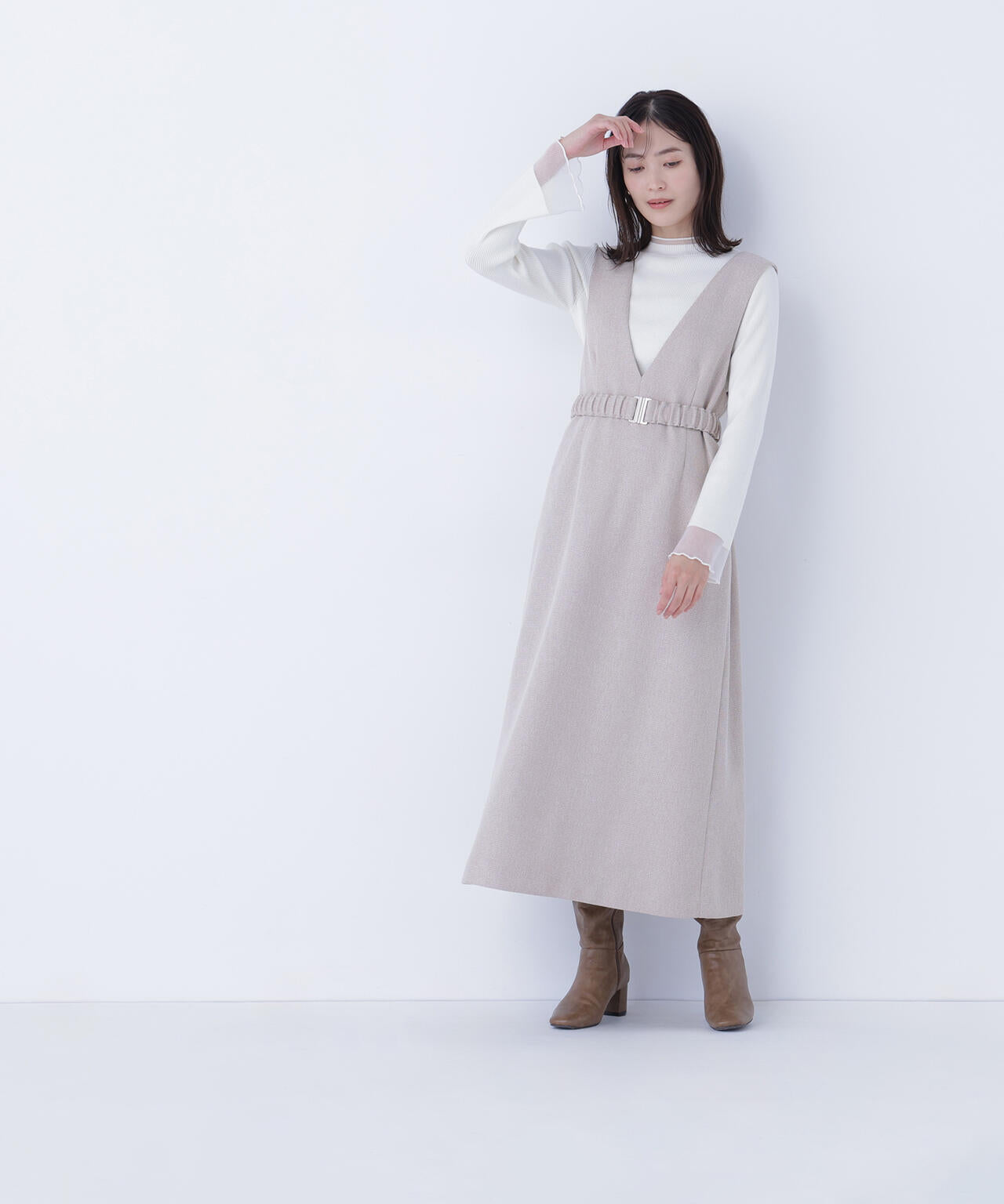 ベルト付Vネックジャンスカ | NATURAL BEAUTY BASIC（ナチュラル