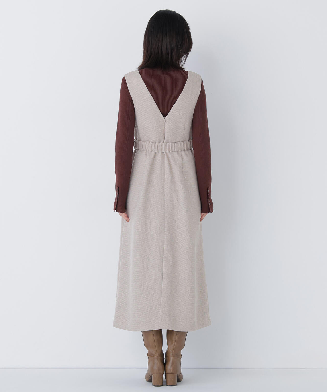 NATURAL BEAUTY BASIC ベルト付Vネックジャンスカ ベルト付Vネックジャンスカ | NATURAL BEAUTY BASIC（ナチュラル