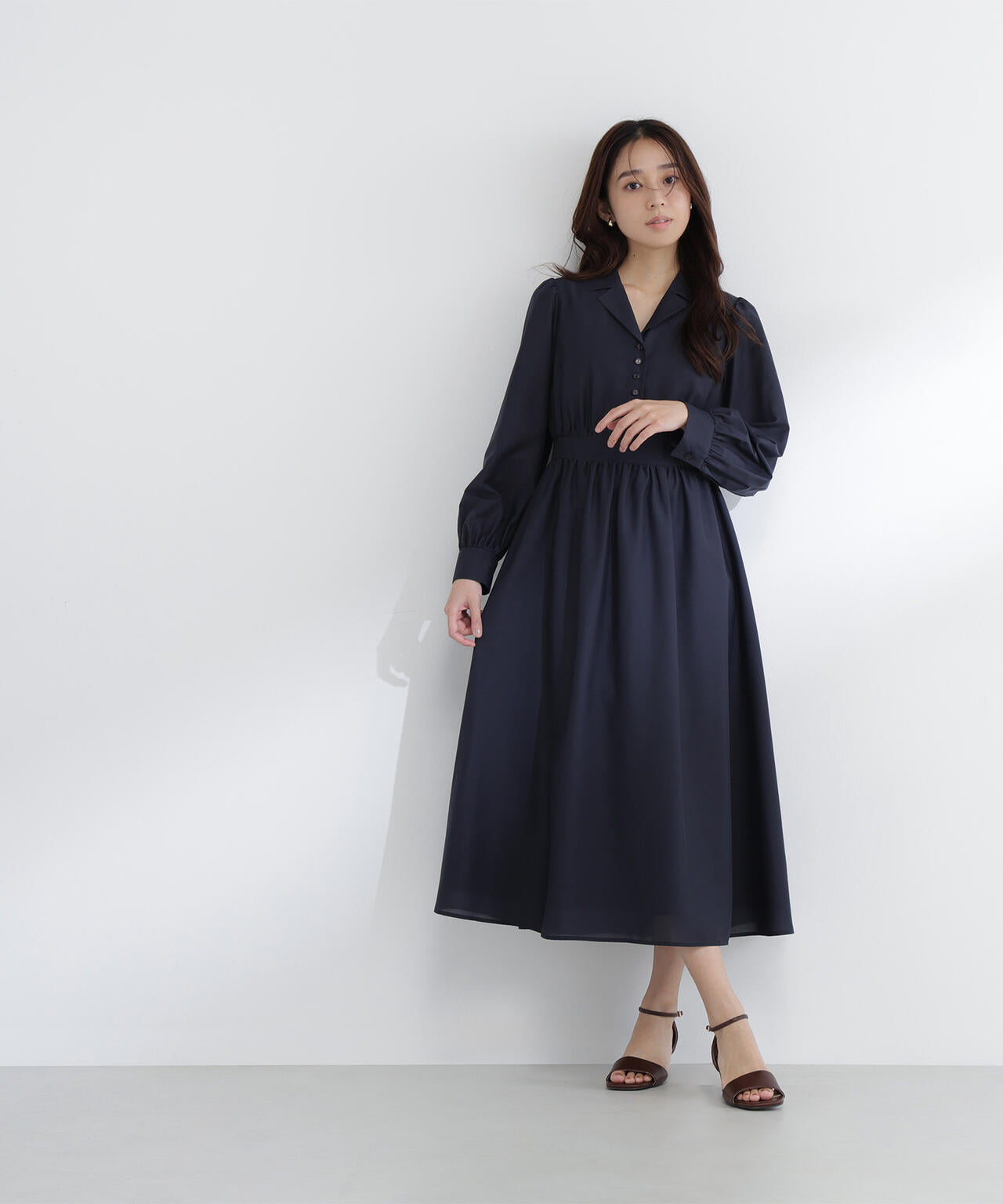 【Made in France】長袖ワンピース（美品） little black: リュクス エア ノースリーブ フレア ロング ワンピース