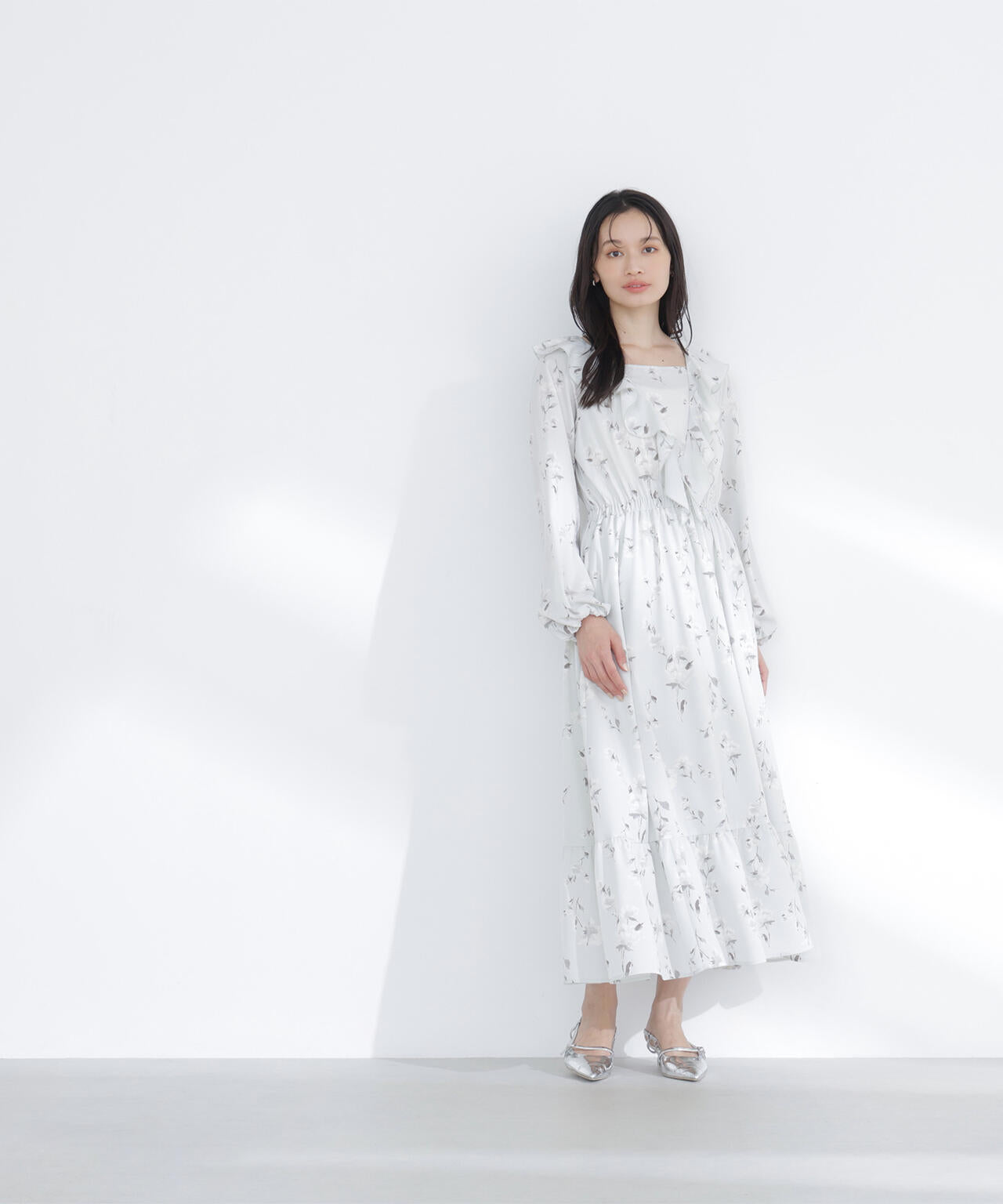 ラッフルフラワープリントワンピース | NATURAL BEAUTY BASIC