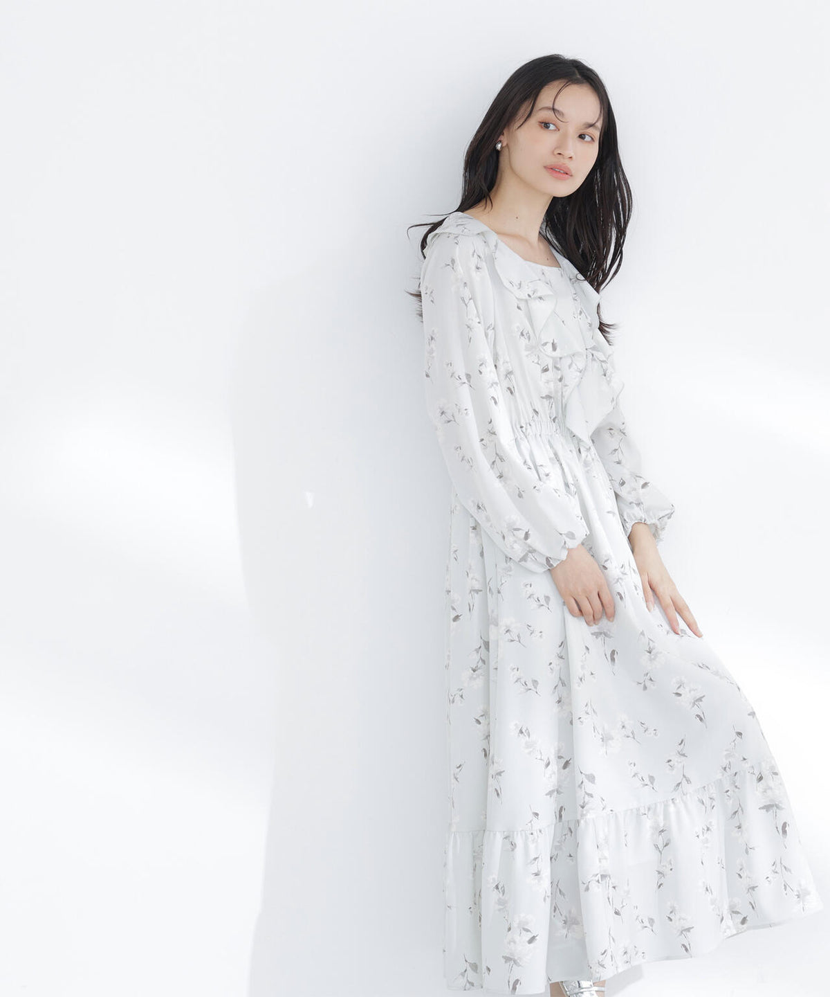 ラッフルフラワープリントワンピース | NATURAL BEAUTY BASIC 