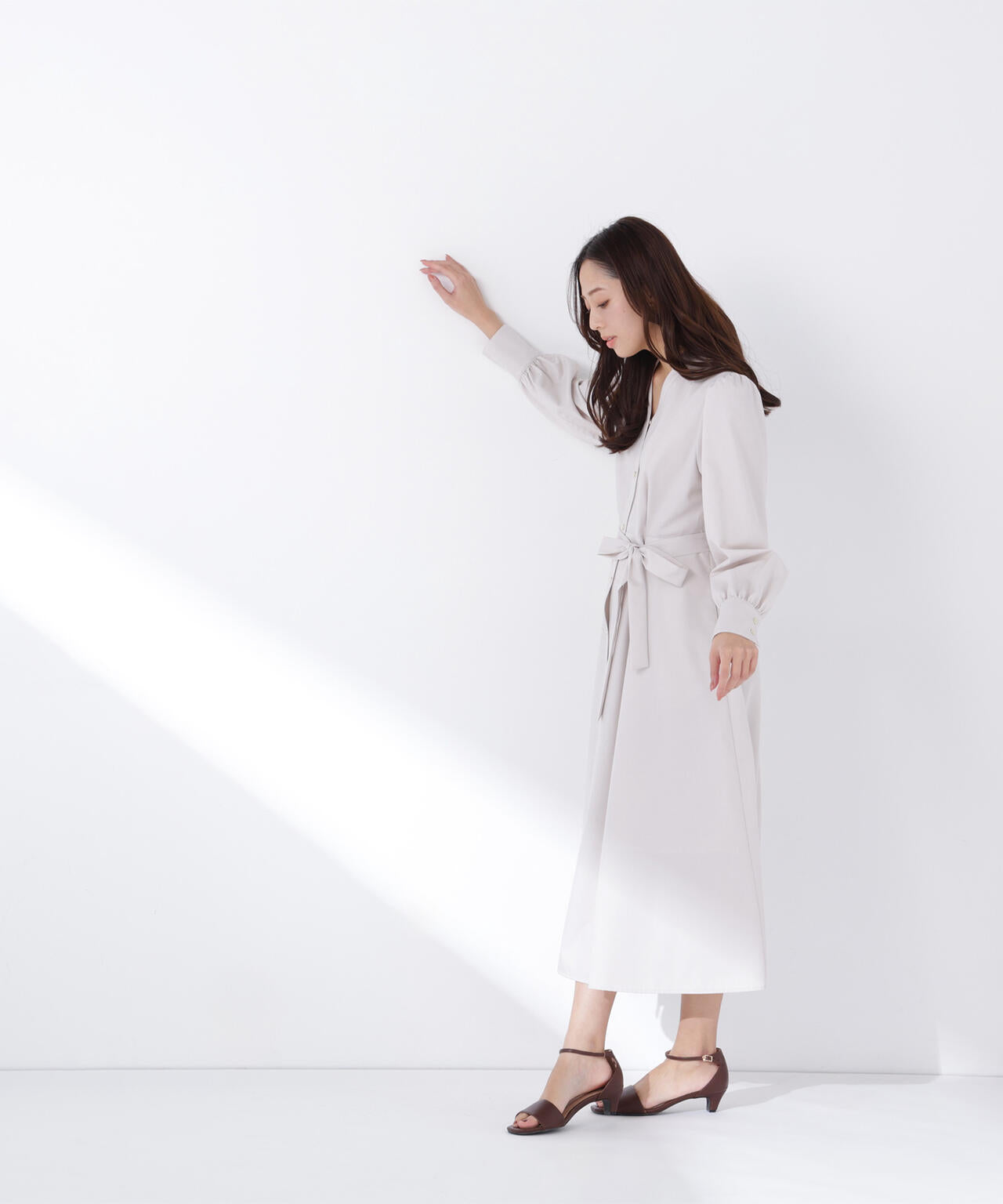 リボンベルテッドシャツワンピース