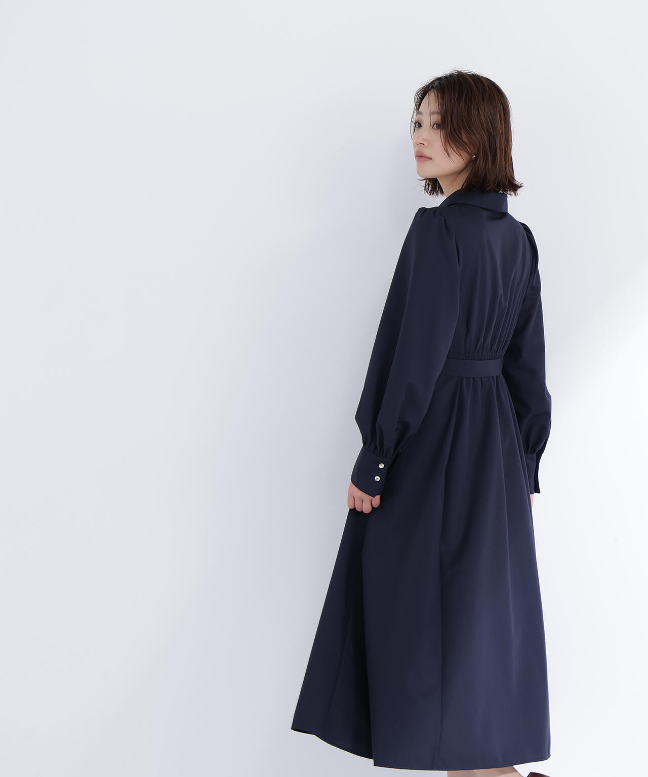 リボンベルテッドシャツワンピース