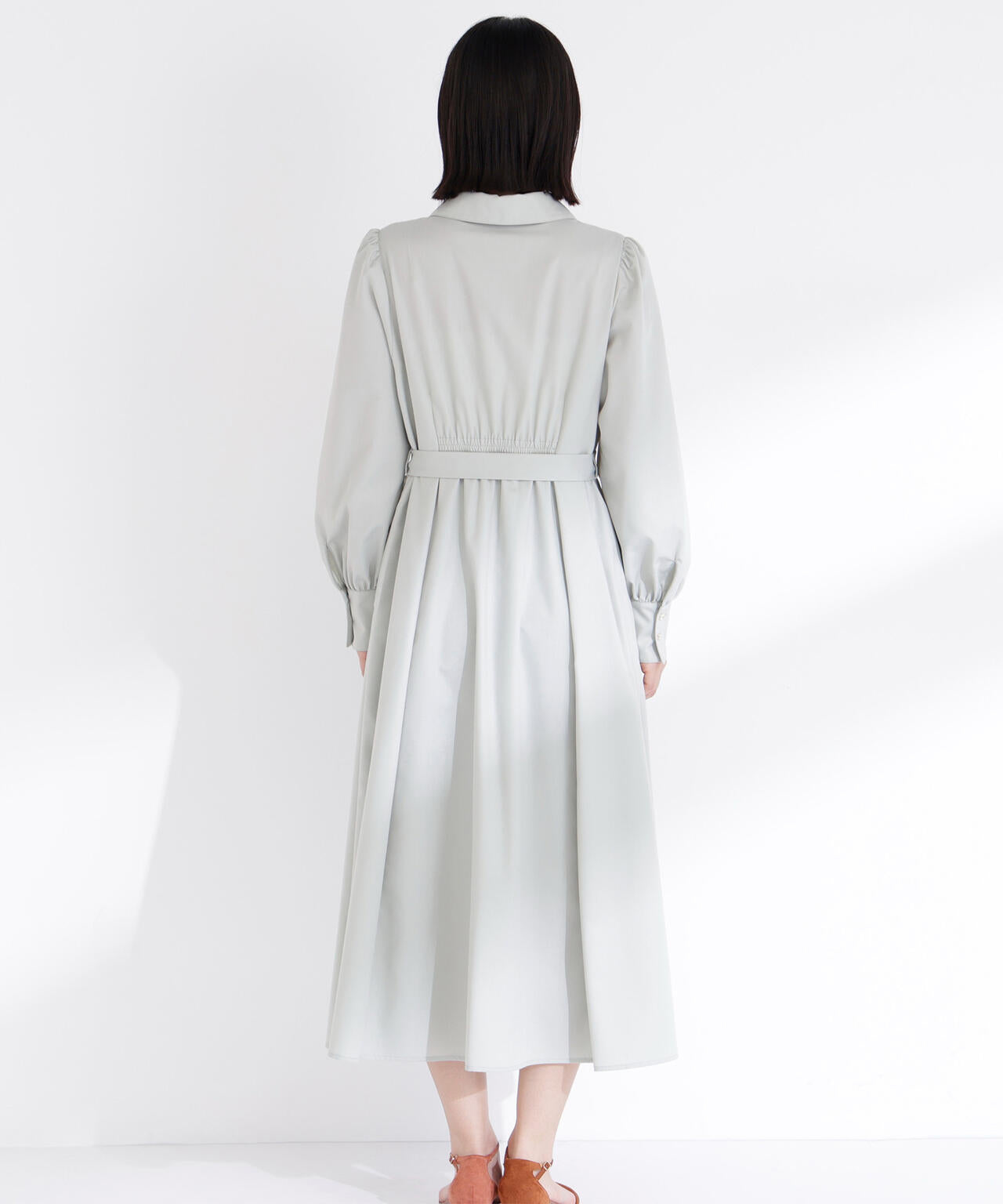 リボンベルテッドシャツワンピース