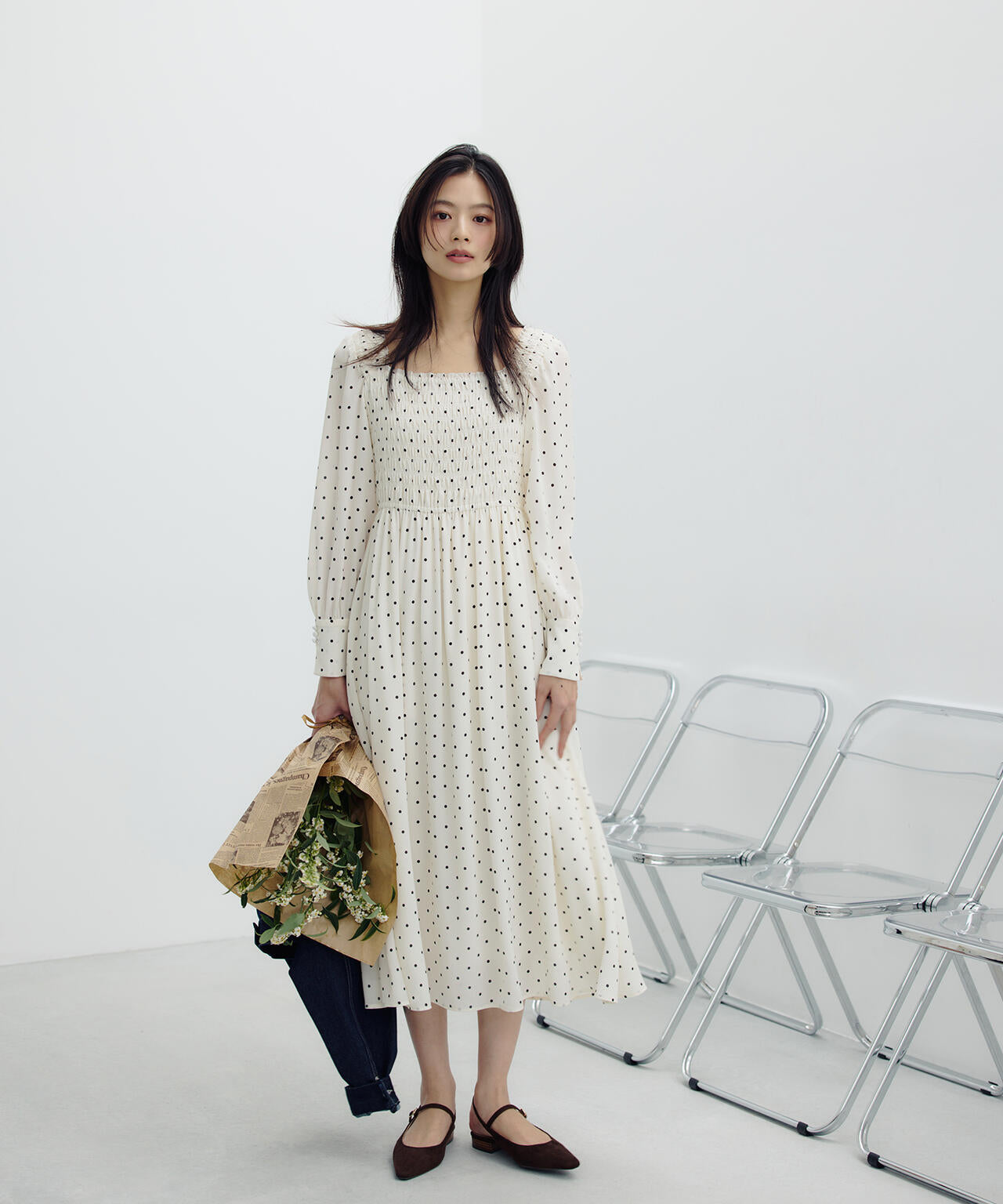 ドットプリントシャーリングワンピース | NATURAL BEAUTY BASIC