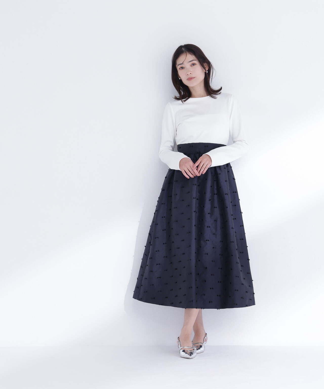 リボンジャガードドッキングワンピース | NATURAL BEAUTY BASIC