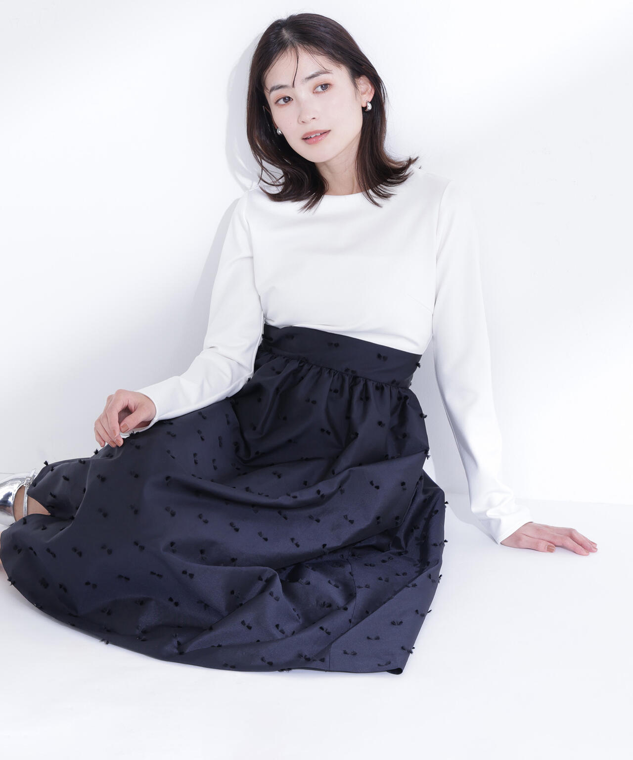 リボンジャガードドッキングワンピース | NATURAL BEAUTY BASIC