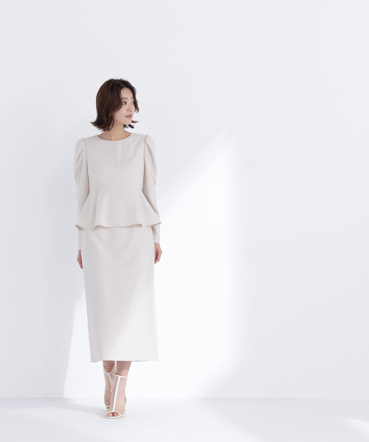 ラインパールペプラムワンピース | NATURAL BEAUTY BASIC（ナチュラル