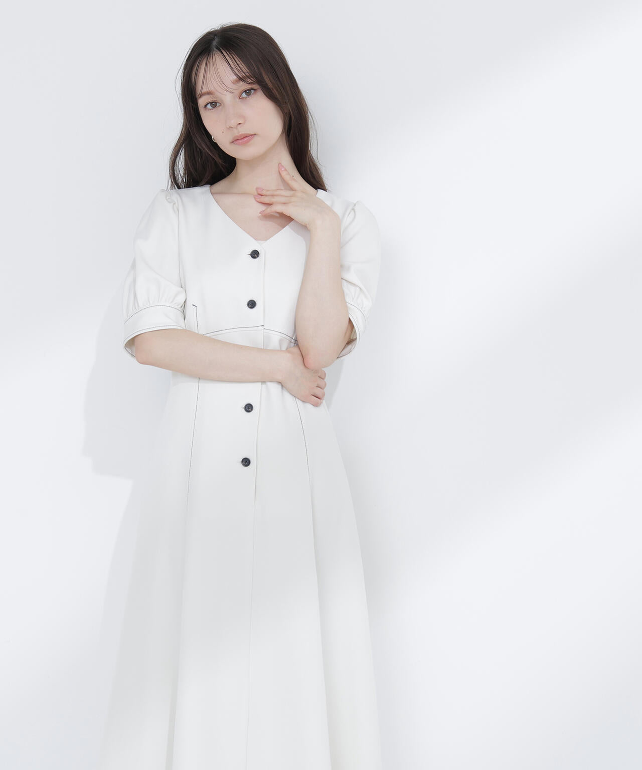 【6/5～6/7 オンライン限定2buy10%OFF対象】バイカラーステッチワンピース