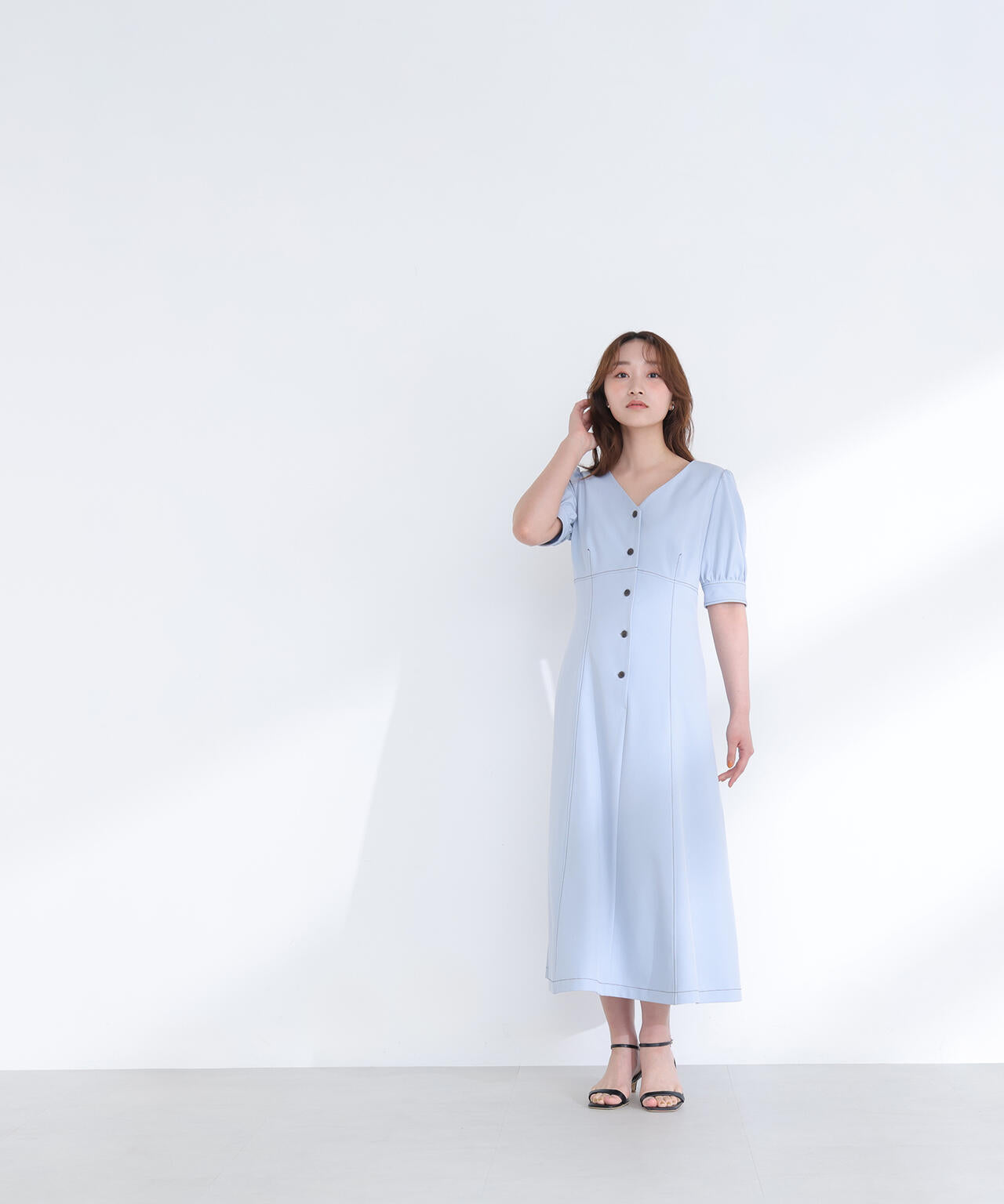 【6/5～6/7 オンライン限定2buy10%OFF対象】バイカラーステッチワンピース