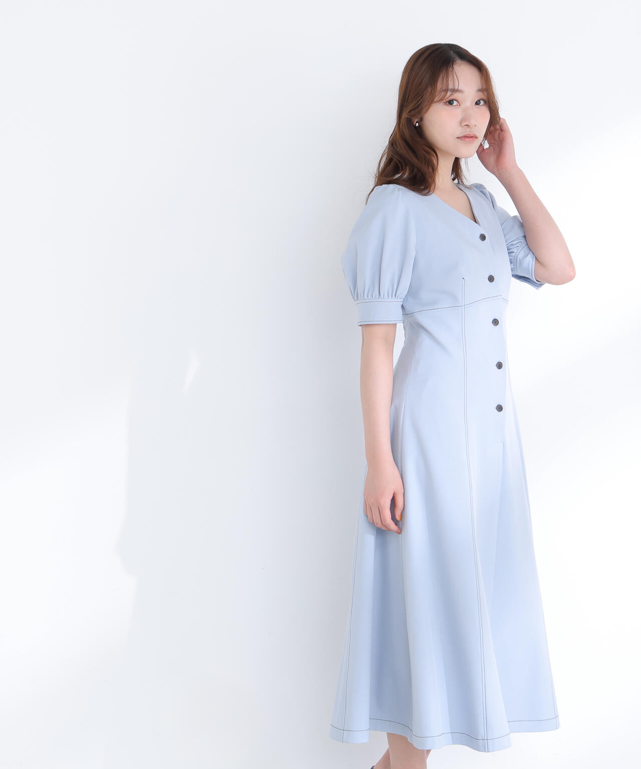 【6/5～6/7 オンライン限定2buy10%OFF対象】バイカラーステッチワンピース