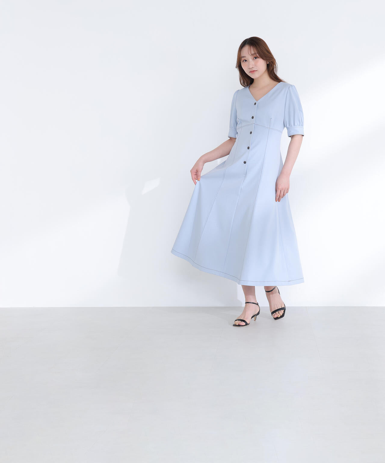 【6/5～6/7 オンライン限定2buy10%OFF対象】バイカラーステッチワンピース