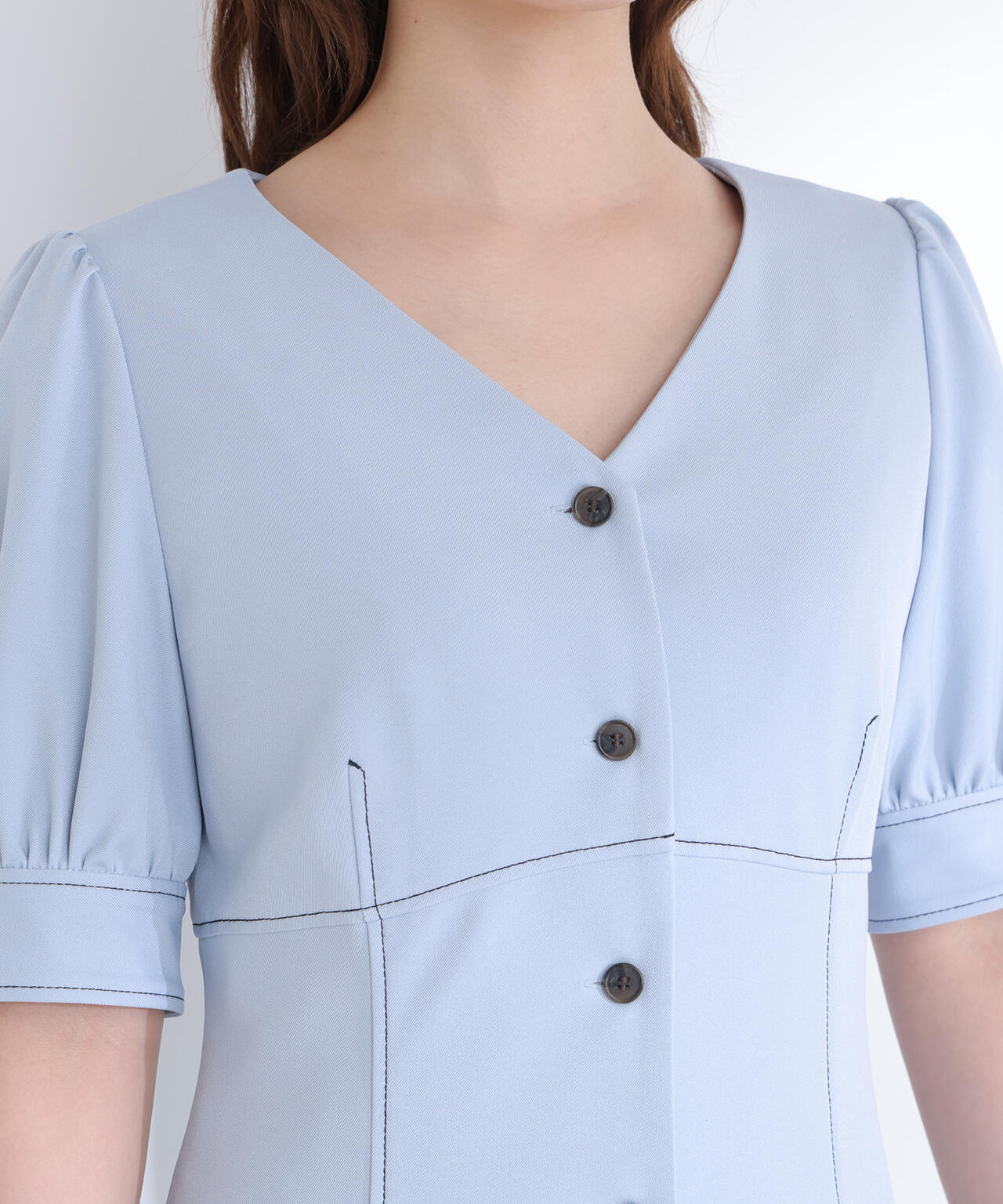 【6/5～6/7 オンライン限定2buy10%OFF対象】バイカラーステッチワンピース
