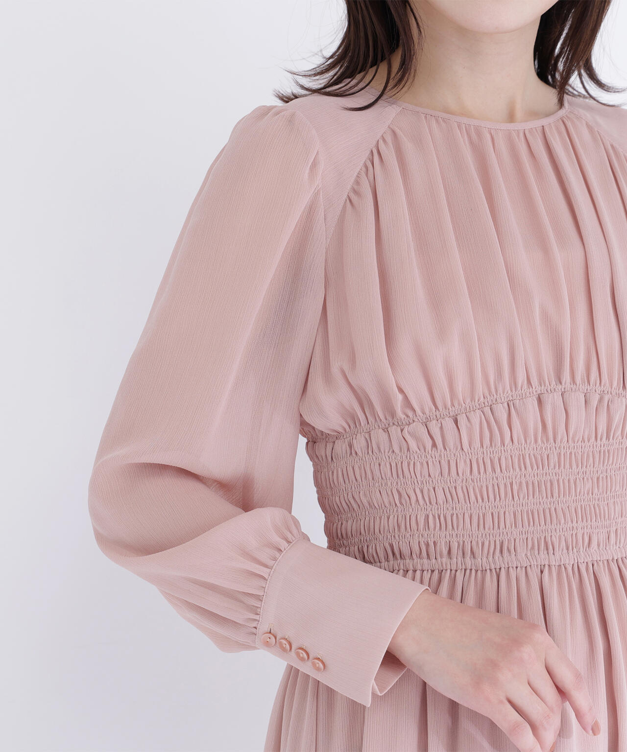 楊柳シャーリングワンピース