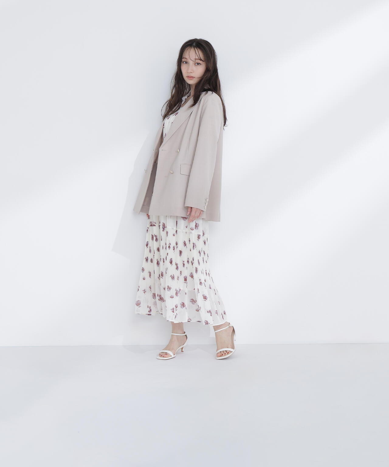 ぼかしフラワープリントワンピース